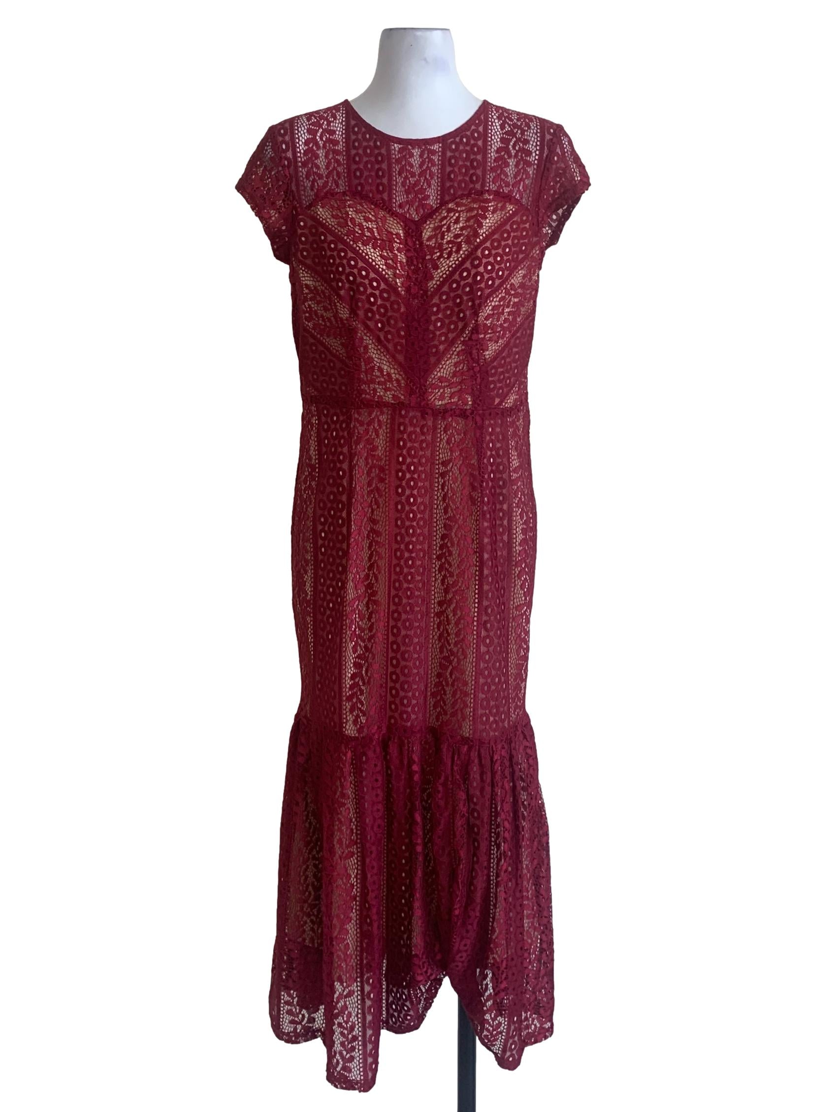 Red Laced Pattern Dress