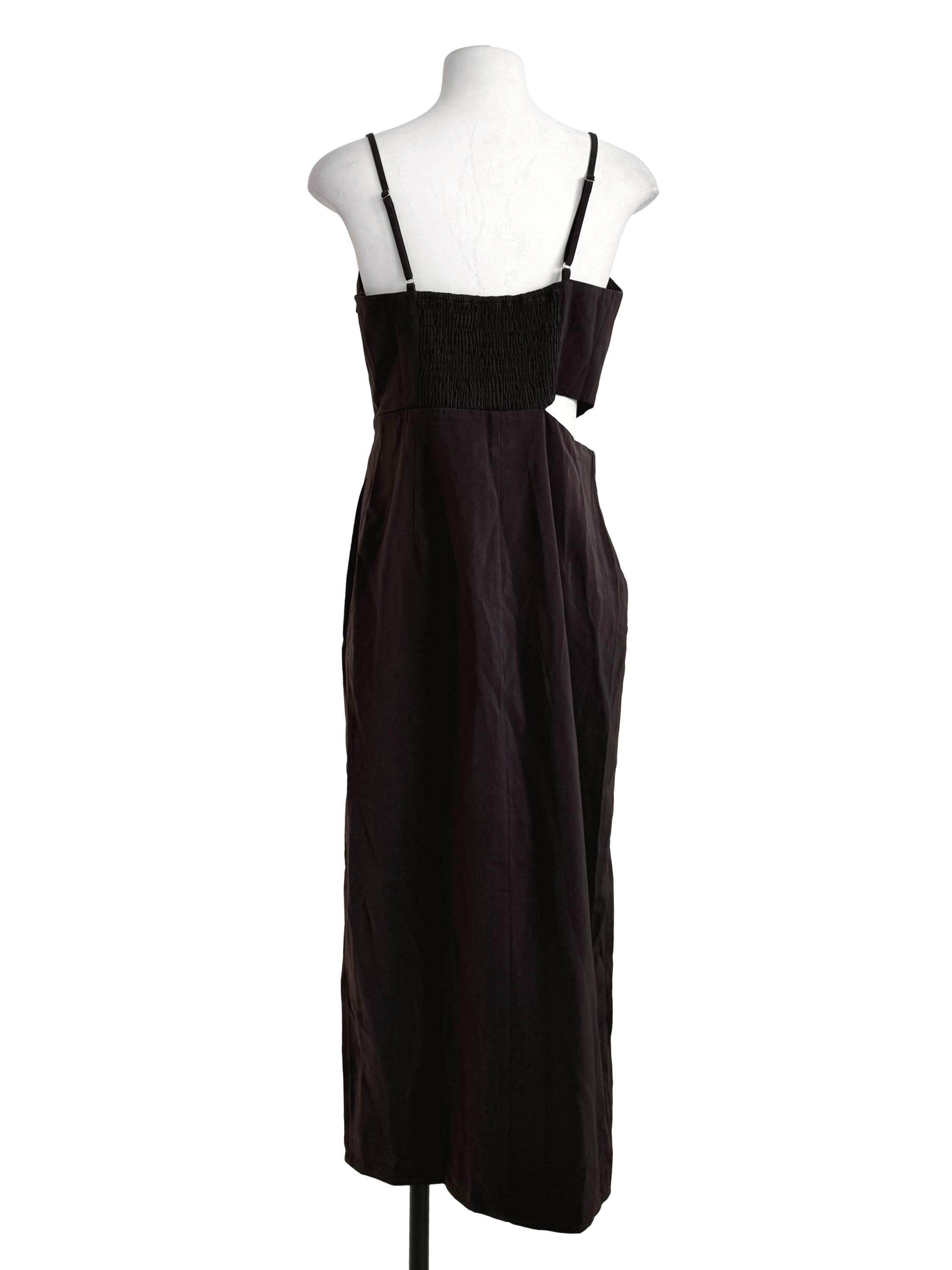 Umber Brown Waist Cut-Out Dress