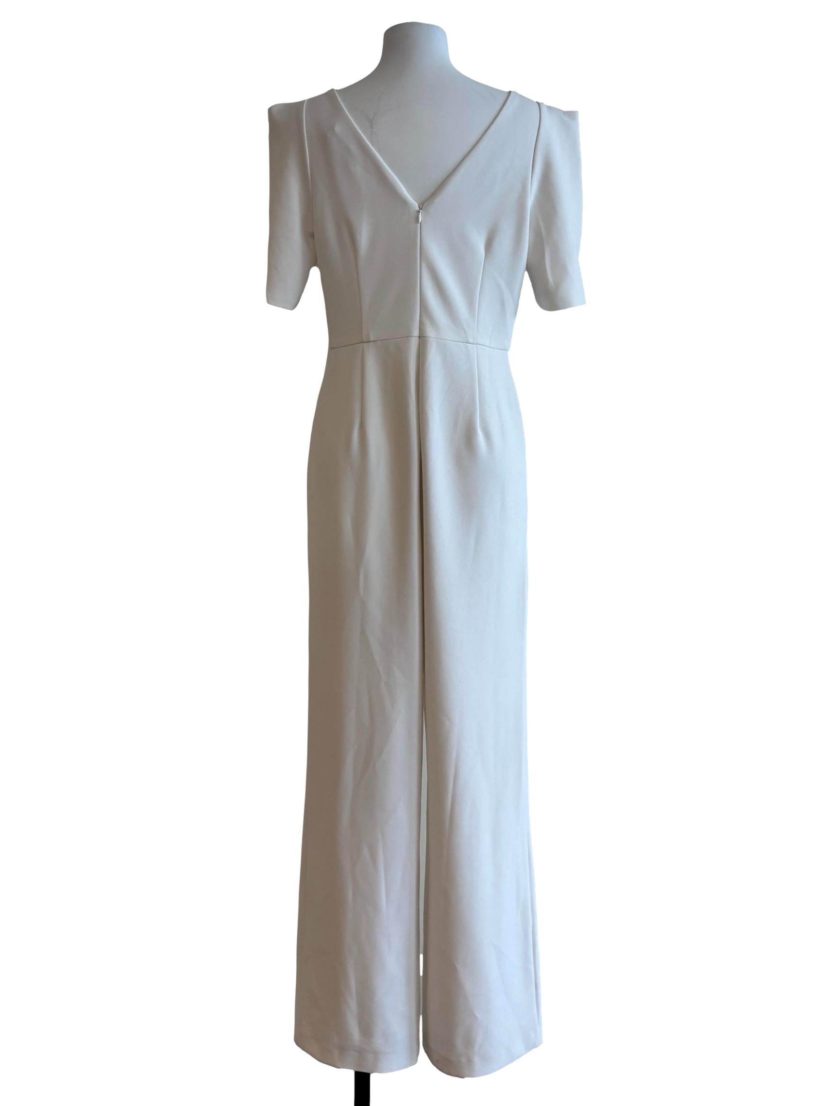 Rice White Short Sleeve Jumpsuit
