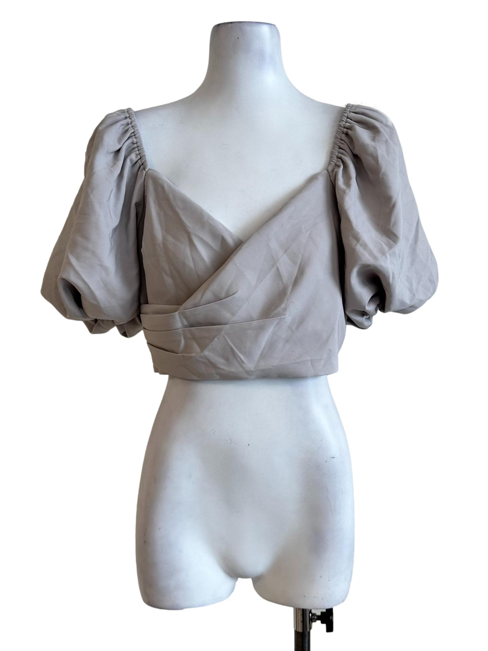 Oyster Beige V Neckline Top