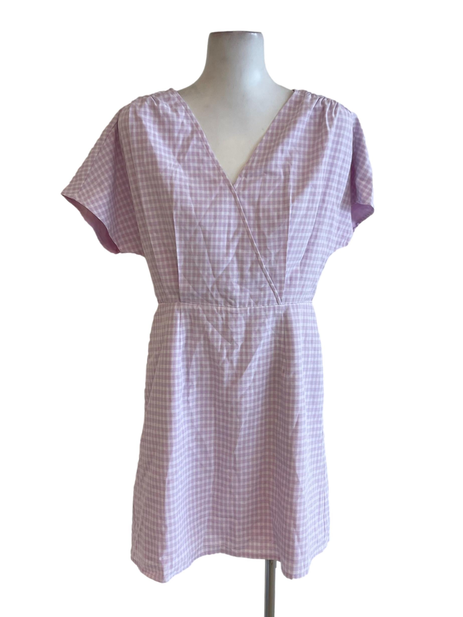 Periwinkle Purple Plaid Wrap Kimono Dress