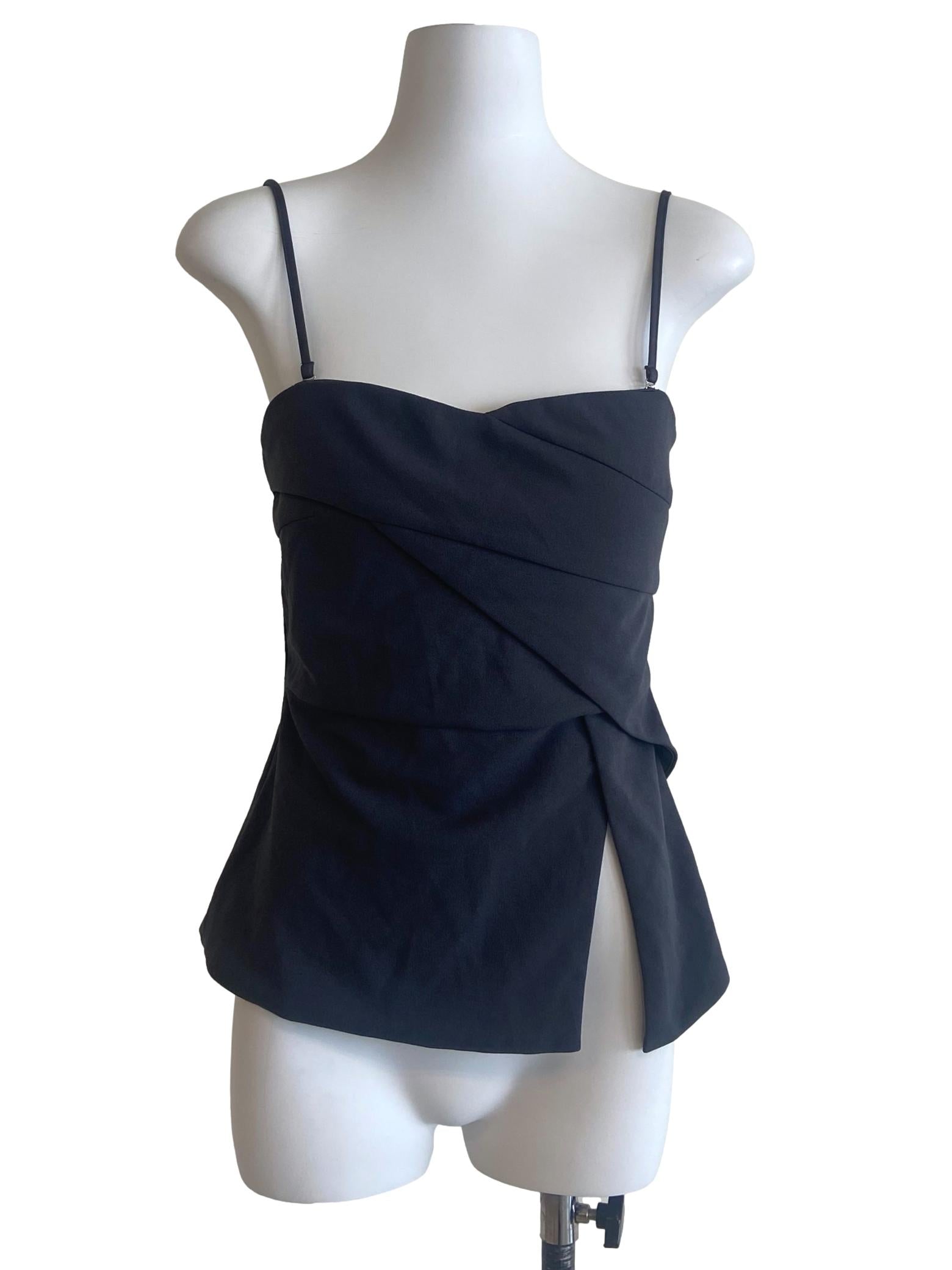 Lead Grey Spaghetti Straps Slit Top