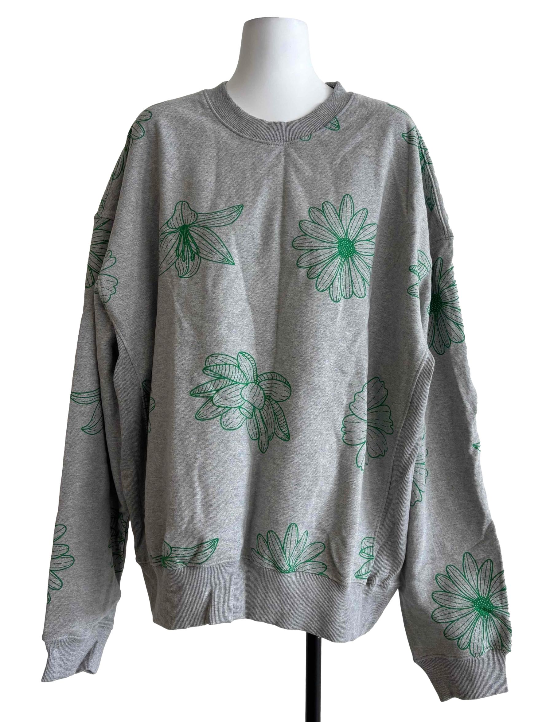 Chrome Grey Printed Sweater