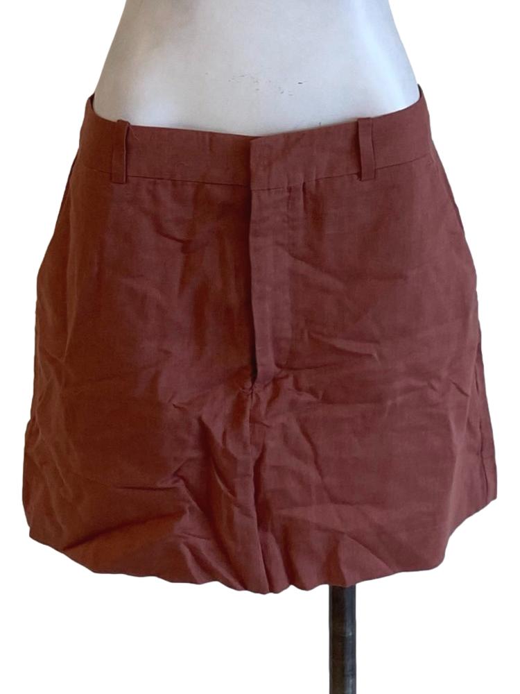 Light Penny Brown Buttoned Waist Tailored Skort