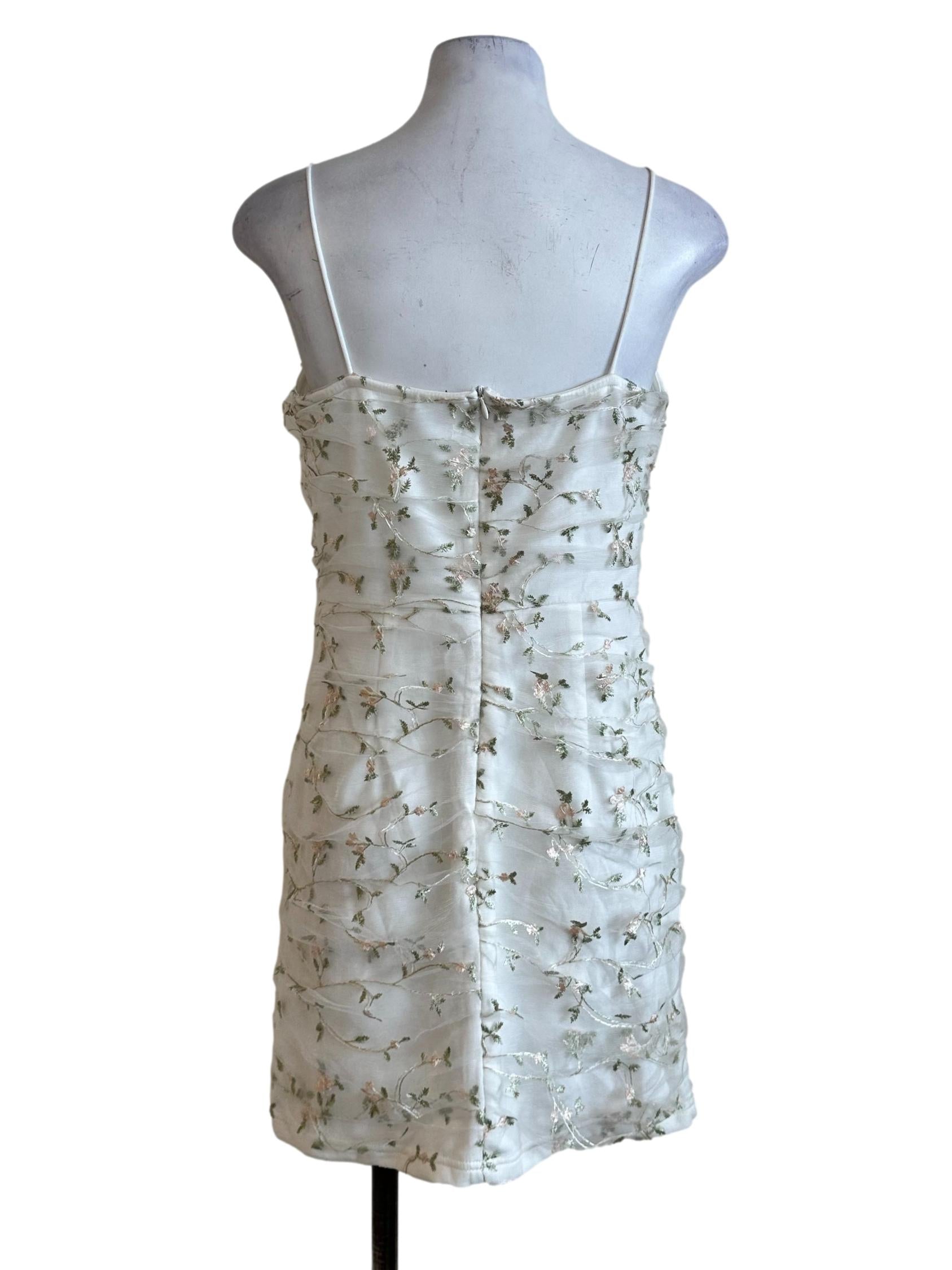 Off White Flower Lace Mini Dress