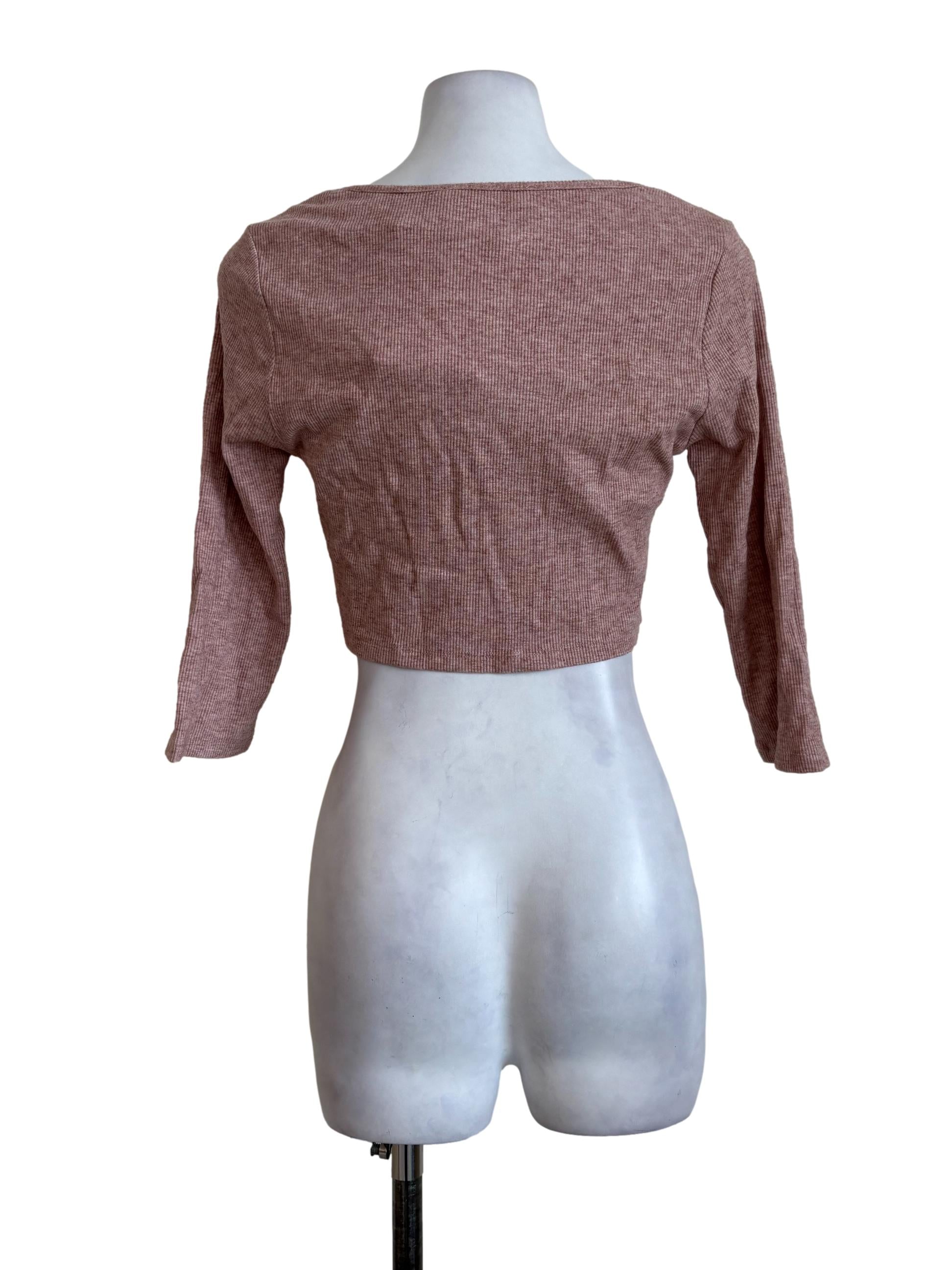 Blush Red Knitted Fitted Crop Top