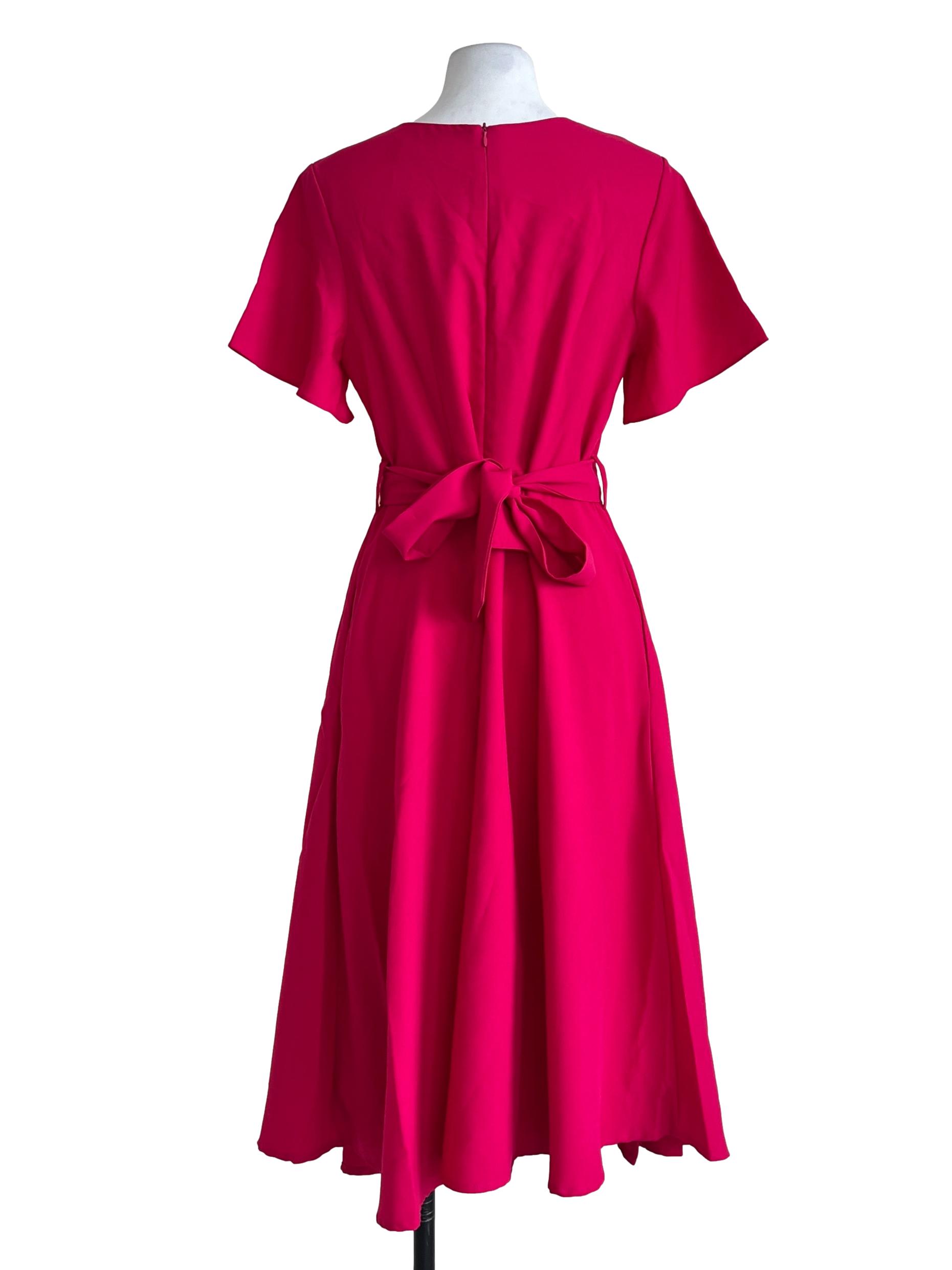 Hot Pink V-Neck A-Line Dress