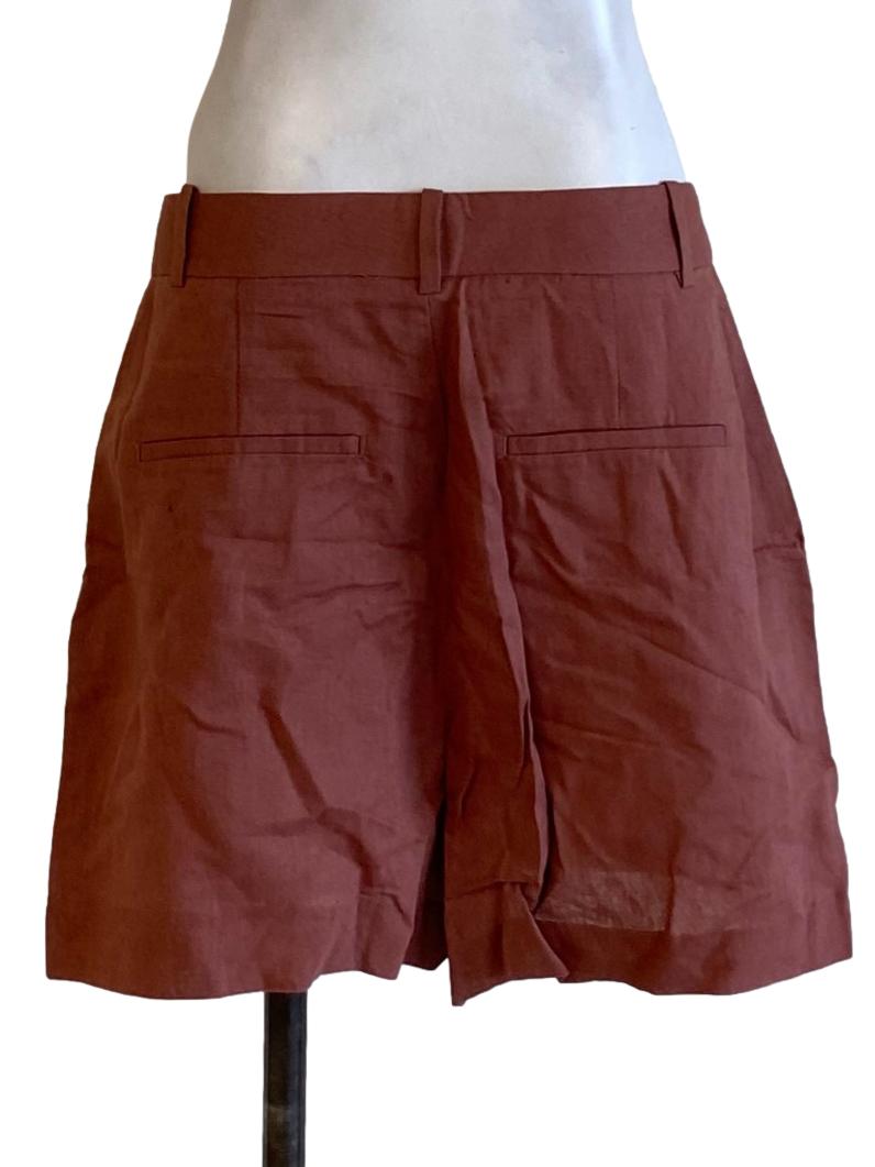 Light Penny Brown Buttoned Waist Tailored Skort