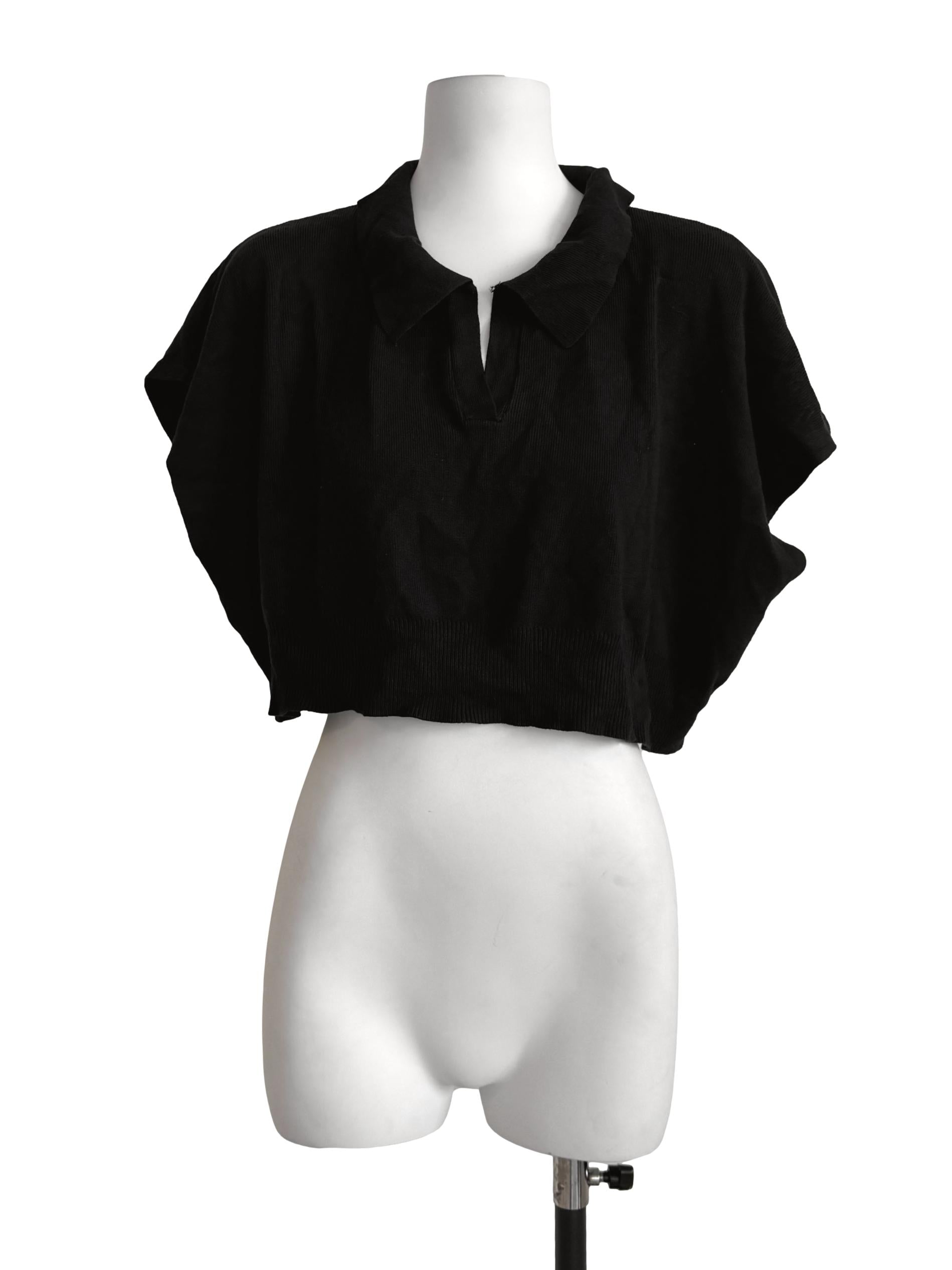 Black Collar Knit Top