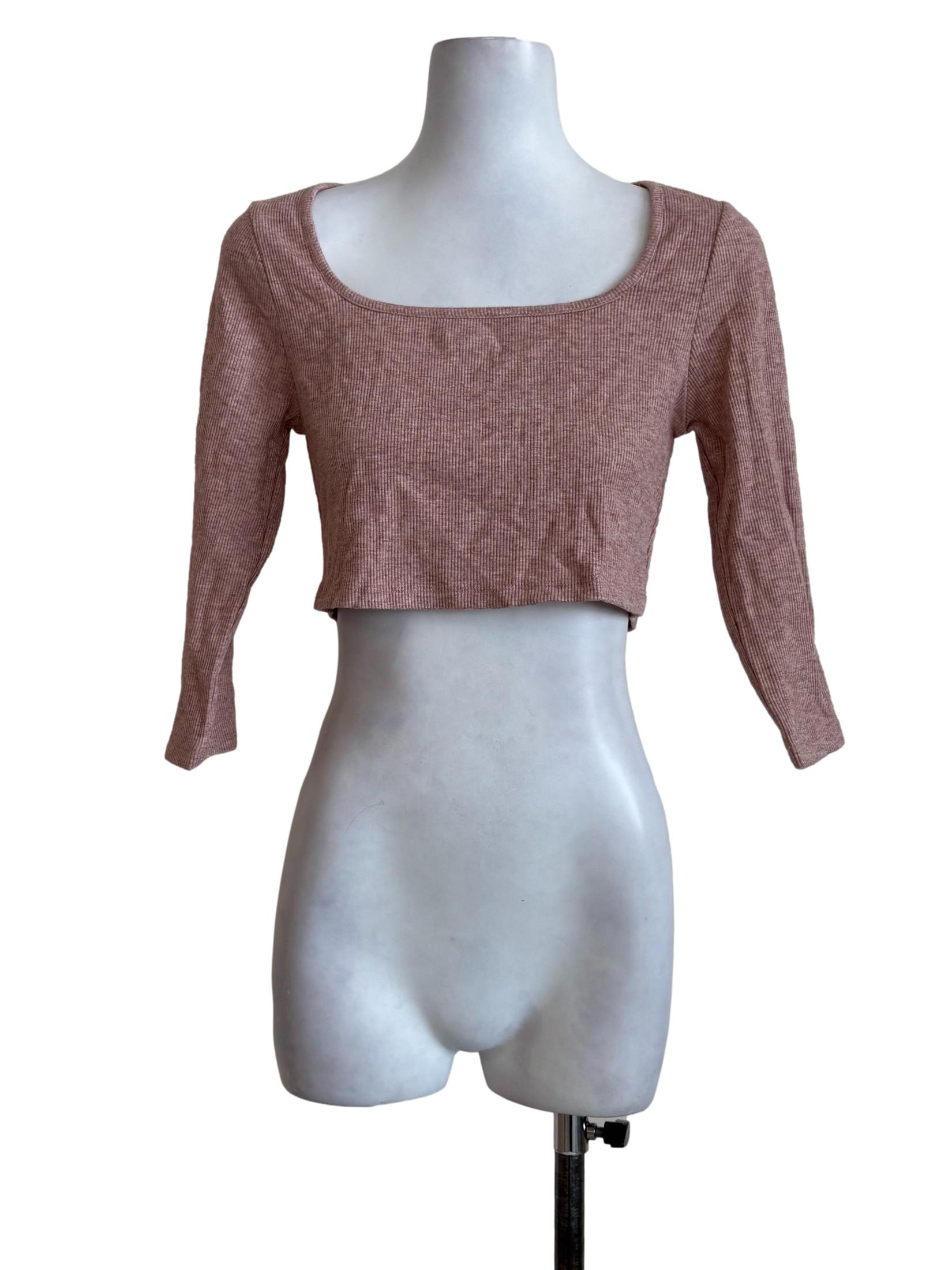 Blush Red Knitted Fitted Crop Top