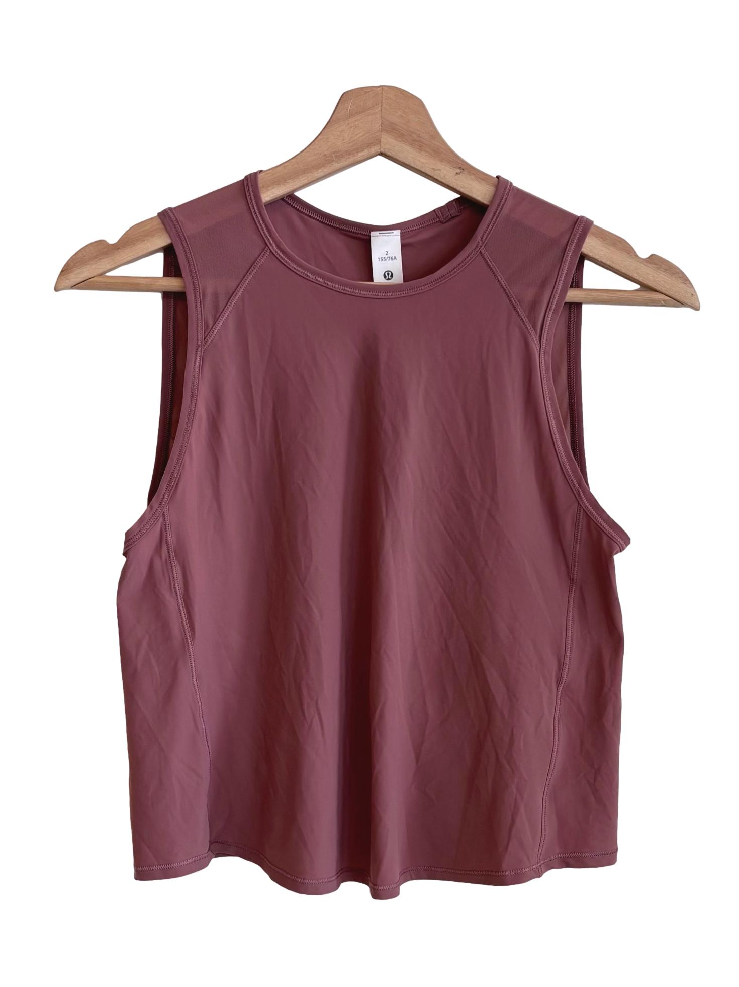 Mauve Pink Sculpt Cropped Cross-Vent Tank Top