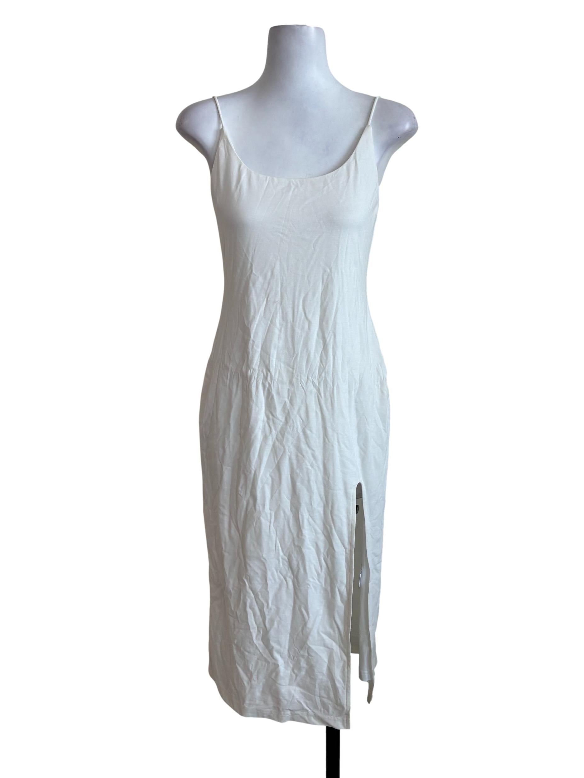 White Slit Slip Dress