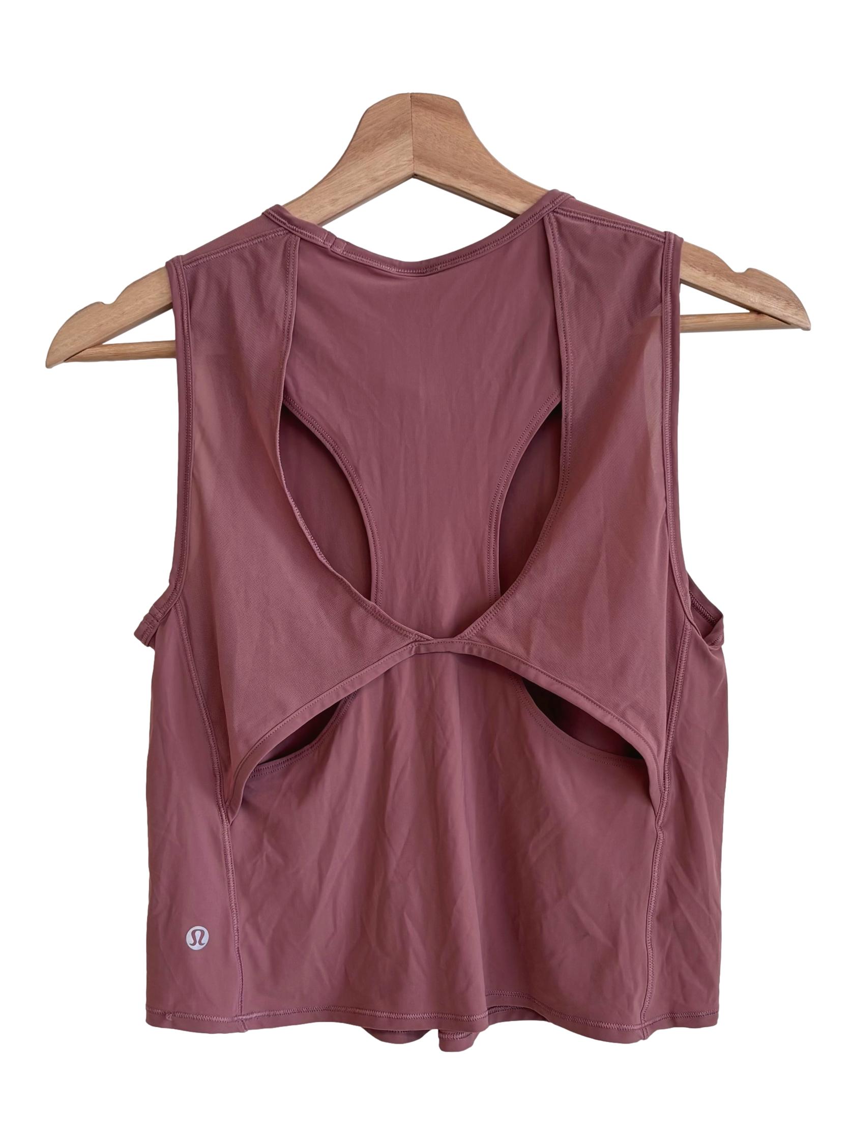 Mauve Pink Sculpt Cropped Cross-Vent Tank Top