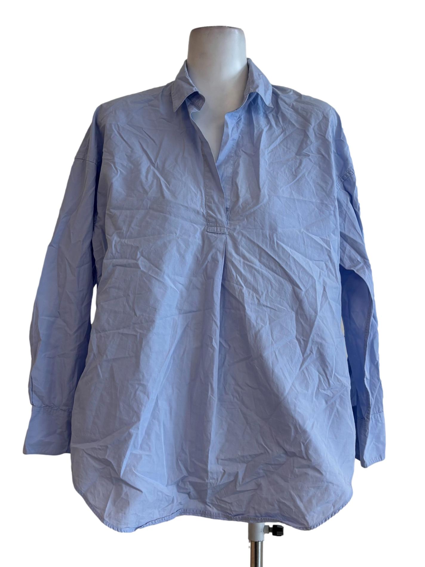 Pastel Blue Cotton Collar Blouse