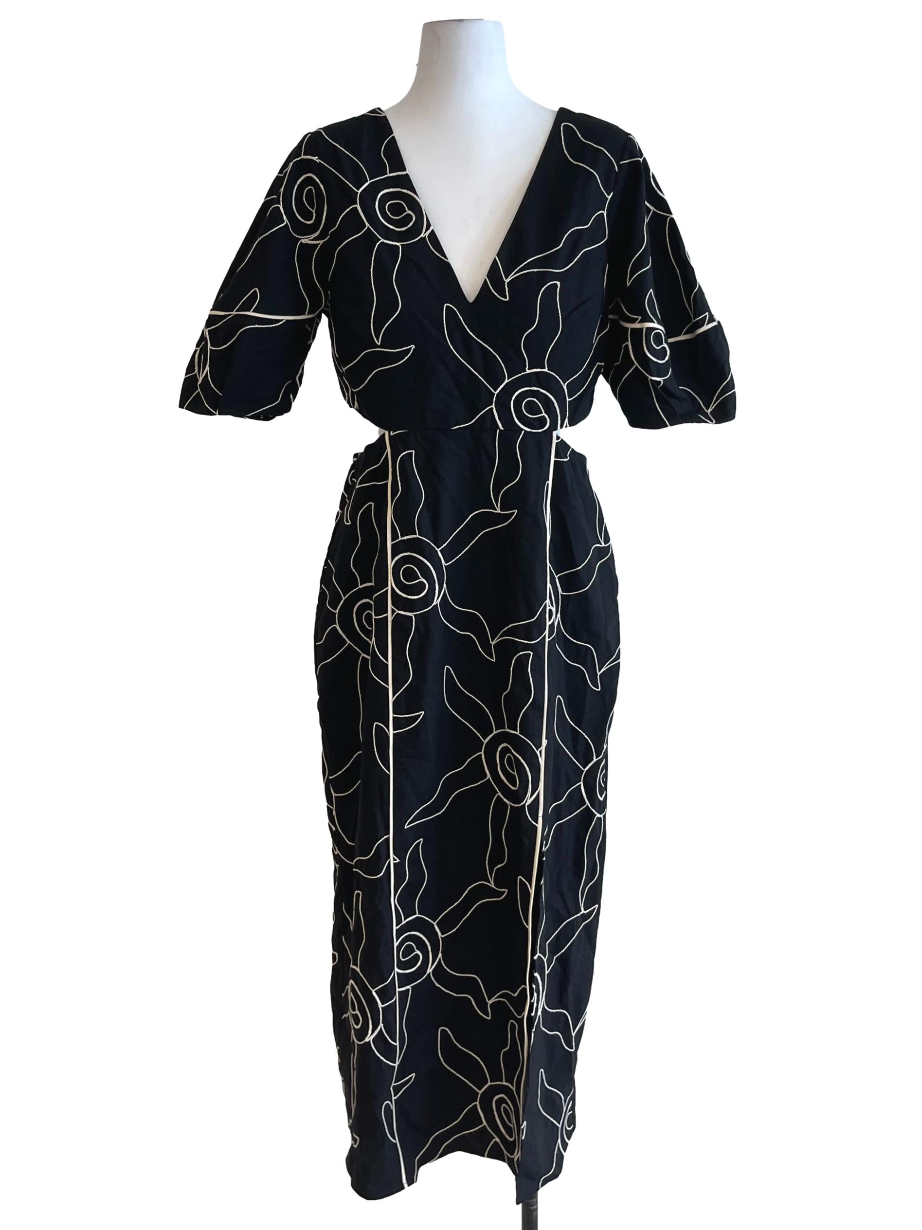 Black Abstract Empire Dress