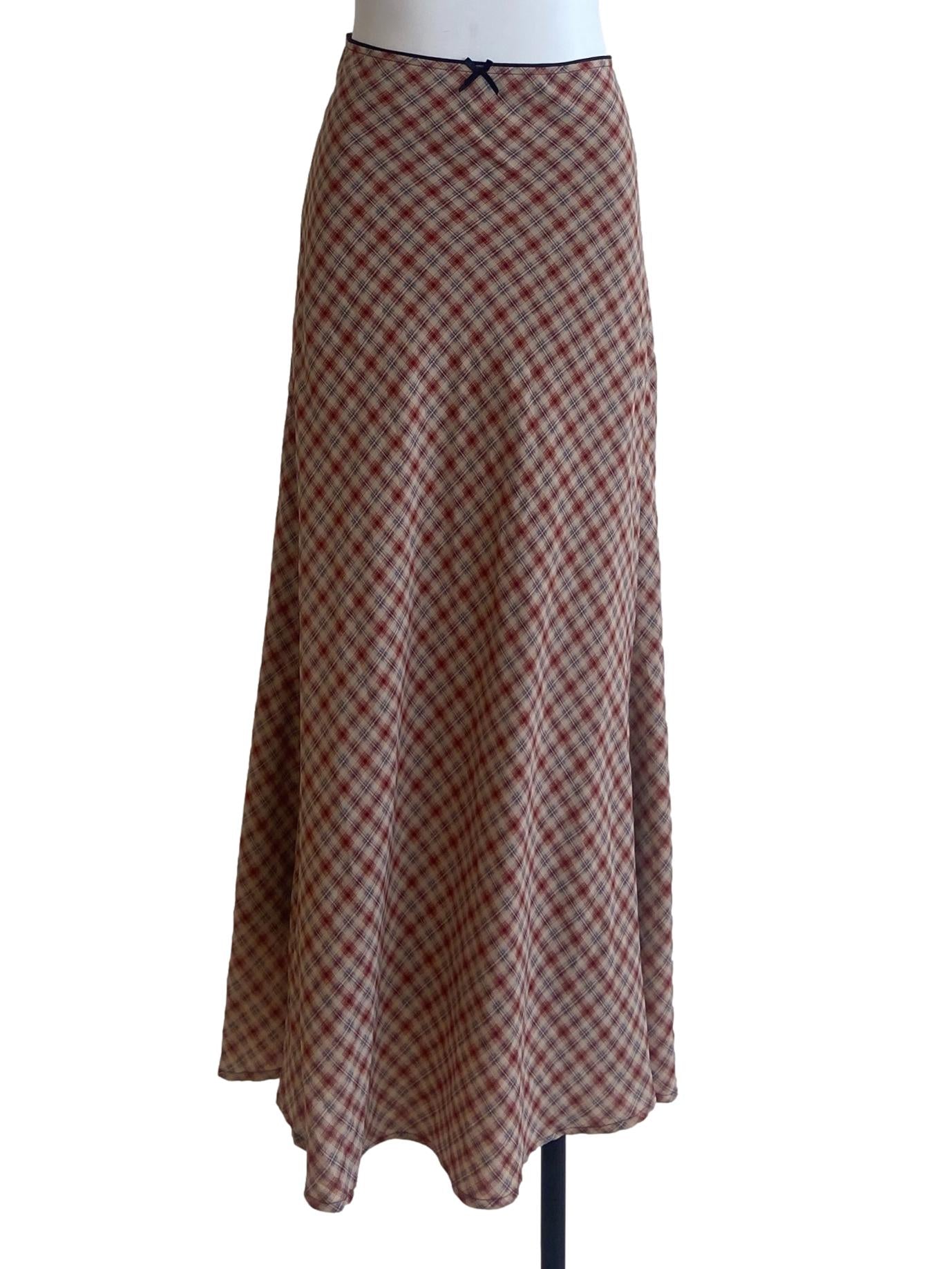 Red & Brown Beige Tartan Skirt