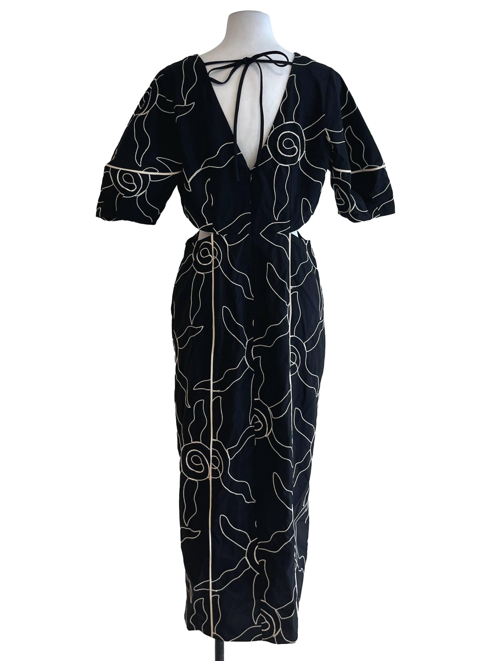 Black Abstract Empire Dress