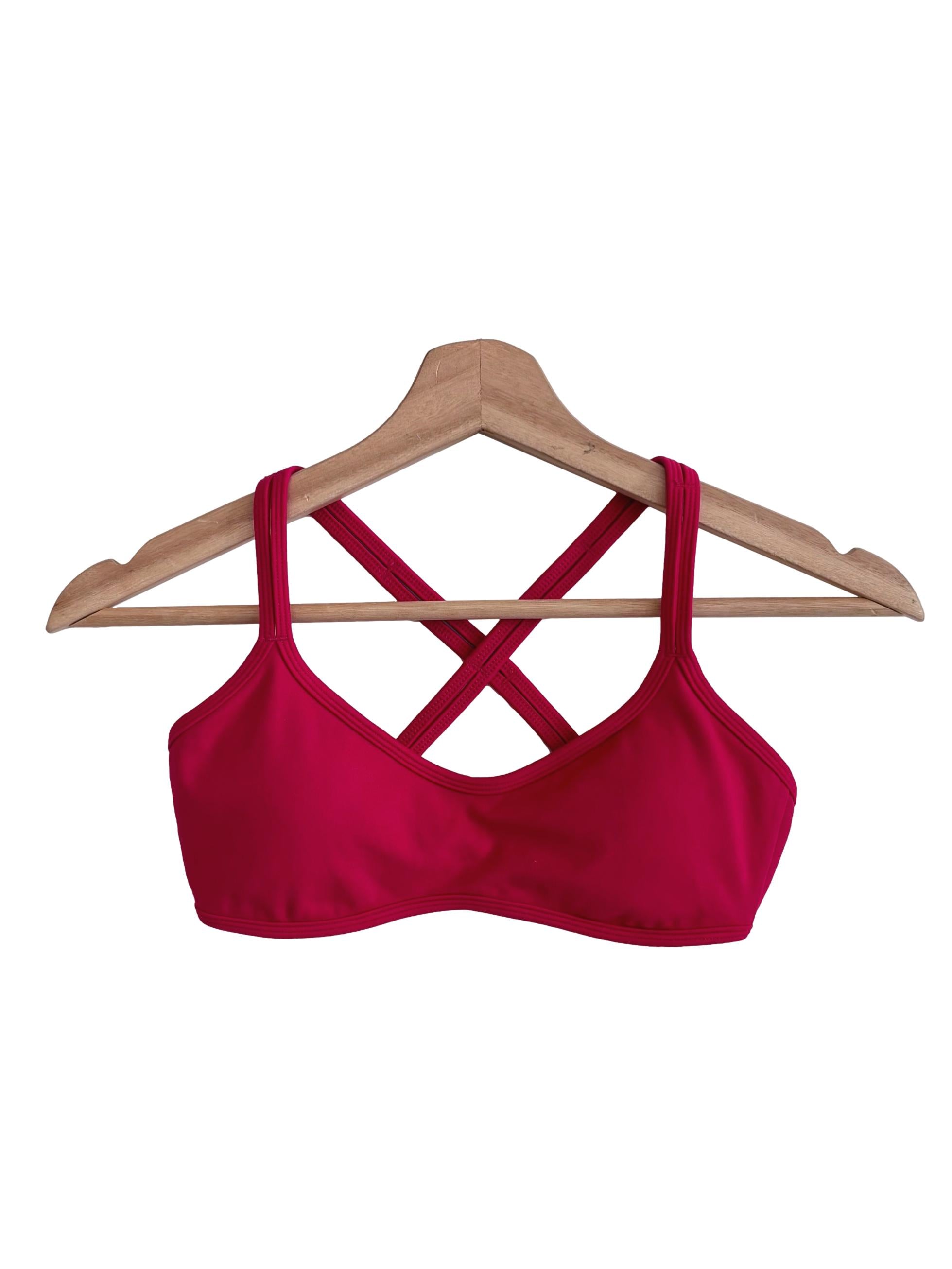 Hot Pink Cross Strap Sports Bra