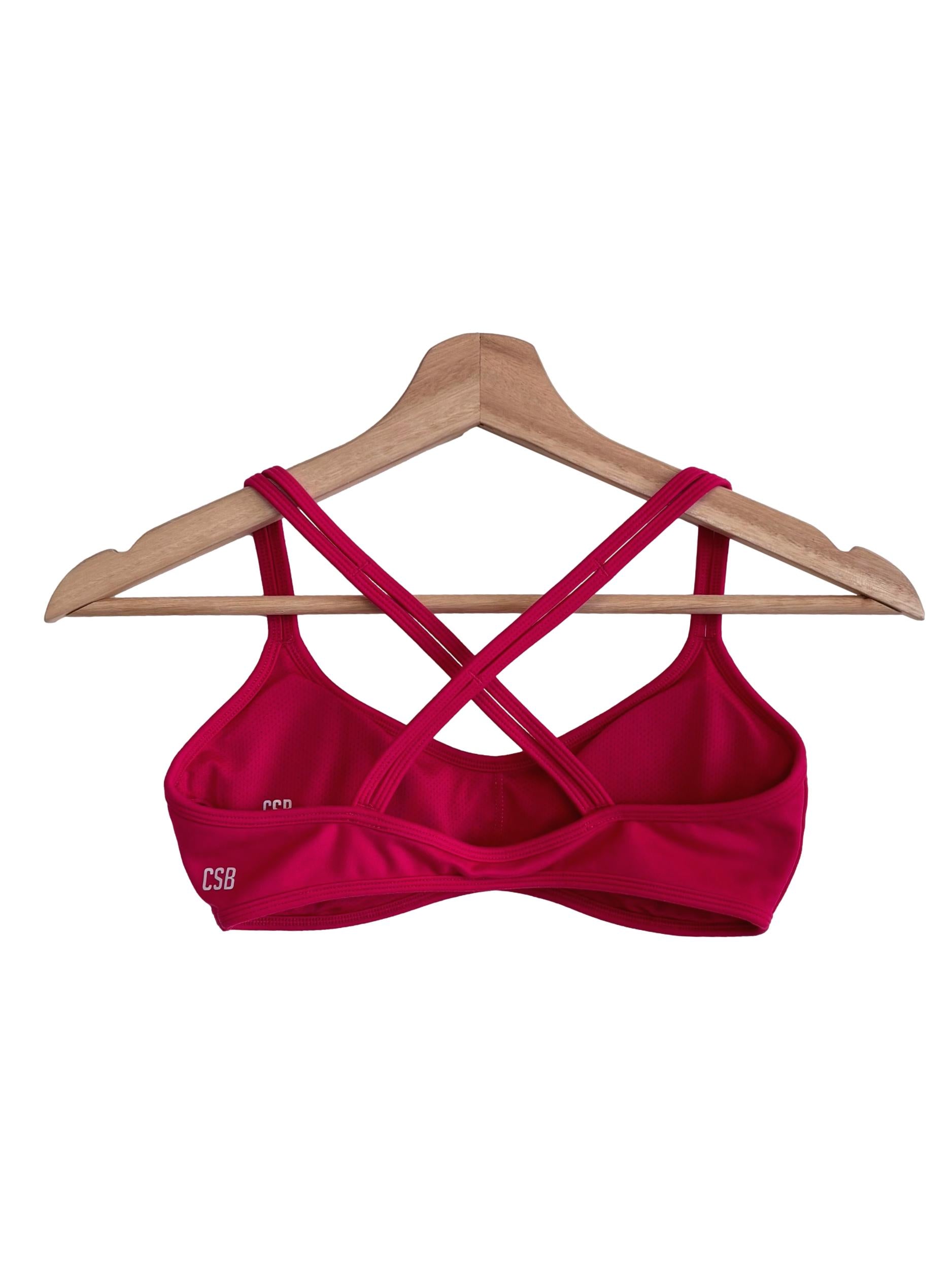 Hot Pink Cross Strap Sports Bra