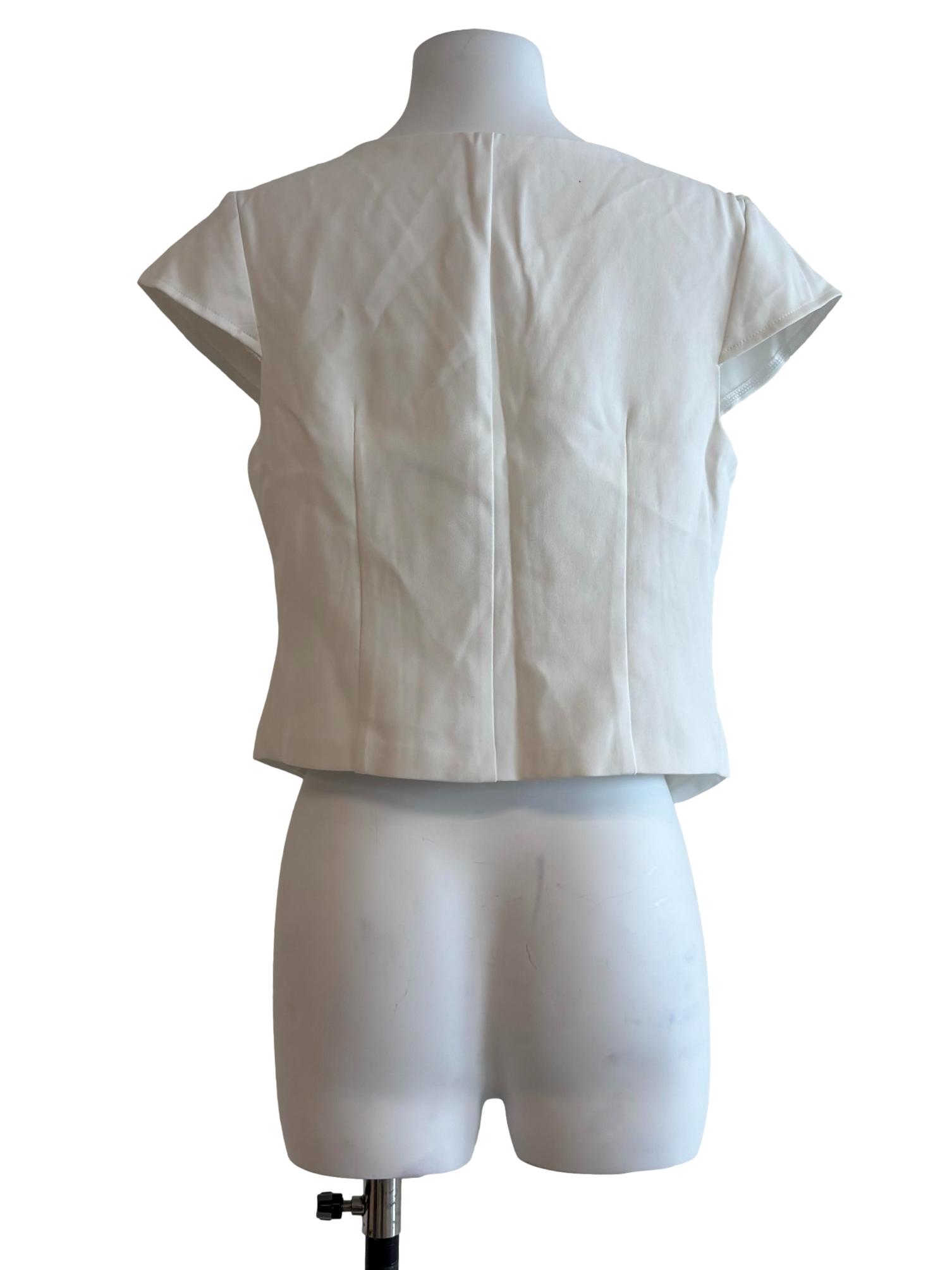 Pearl White V-Neck Buttoned Top