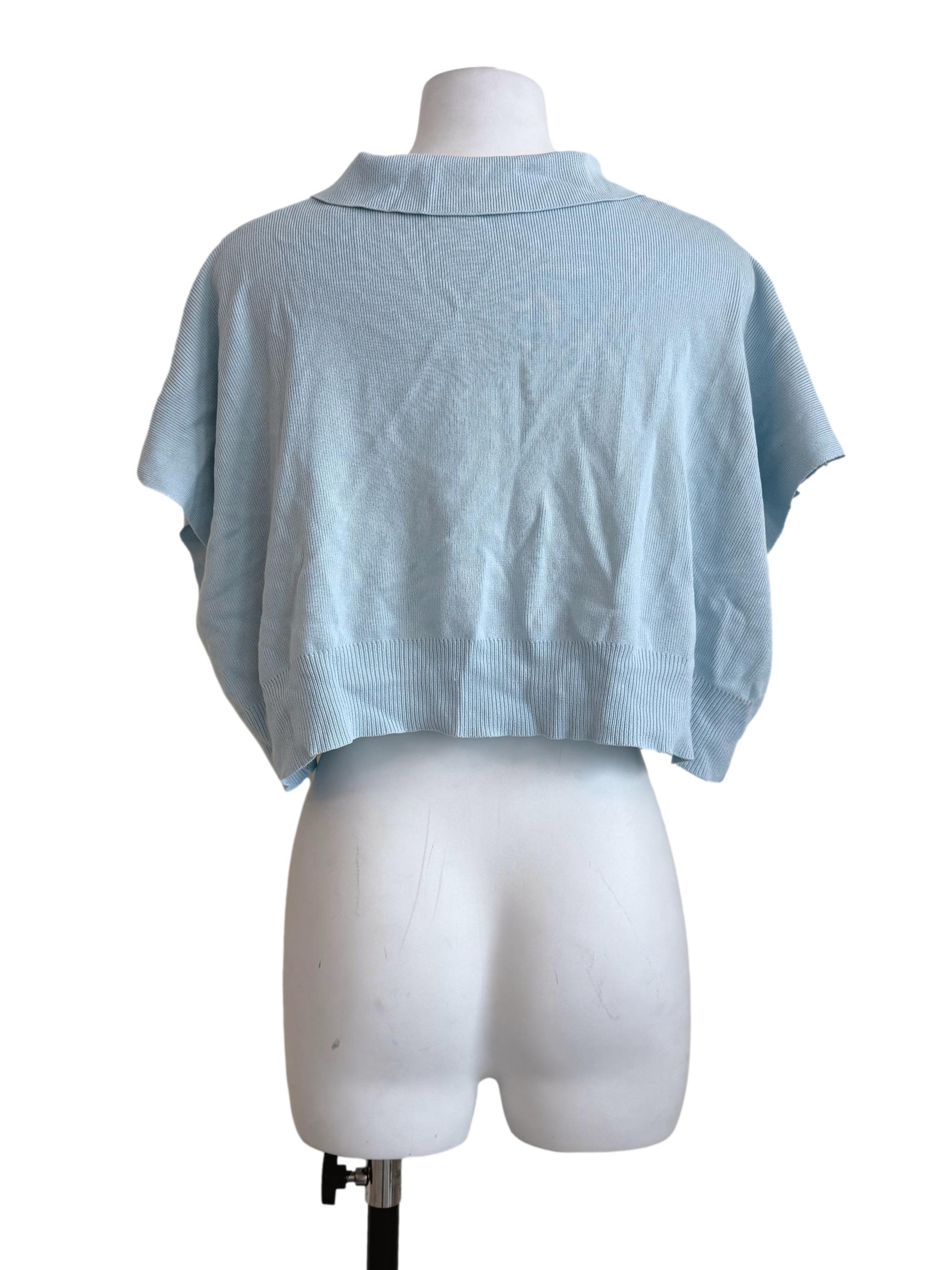 Sky Blue Collar Knit Top