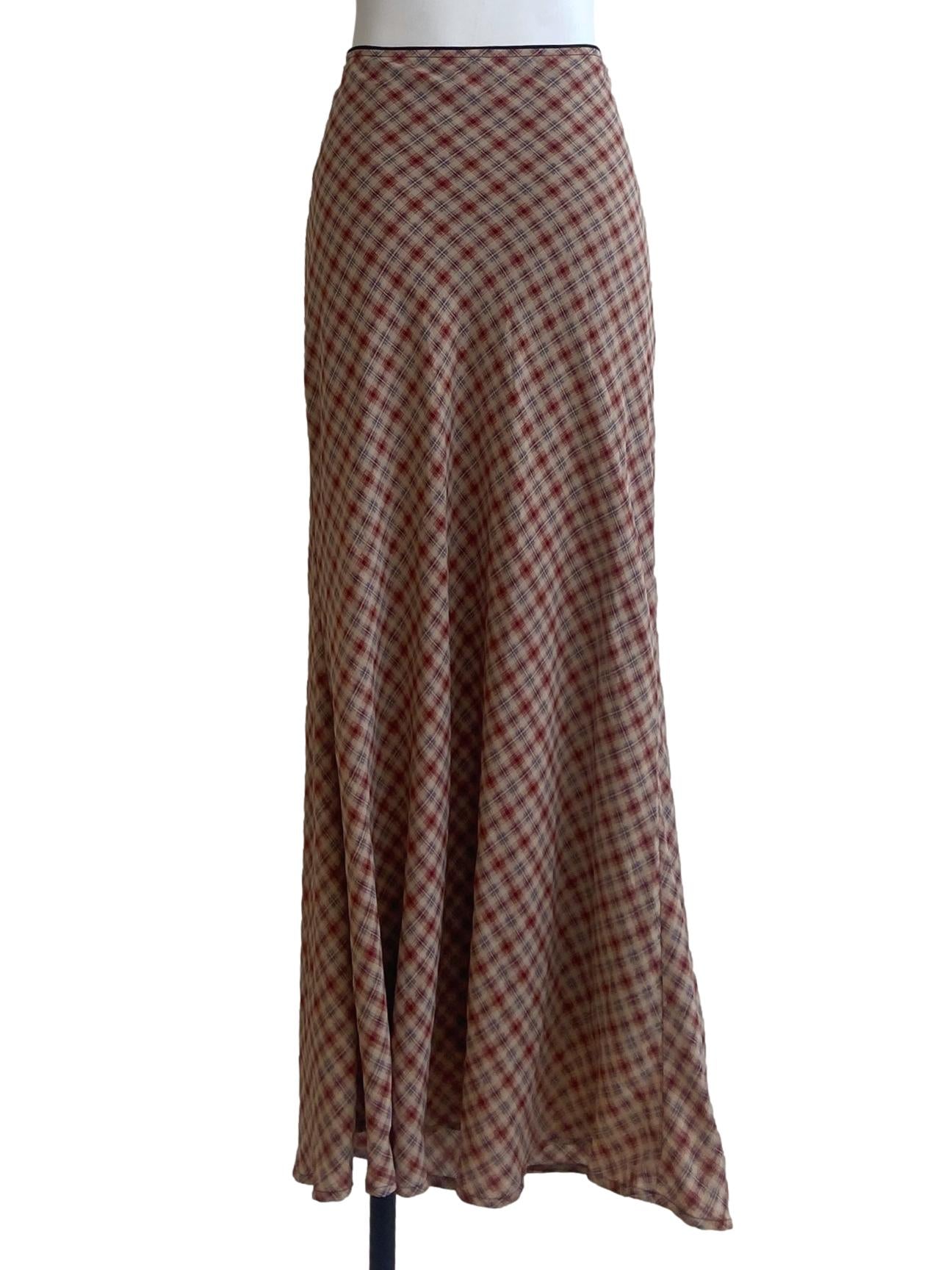 Red & Brown Beige Tartan Skirt
