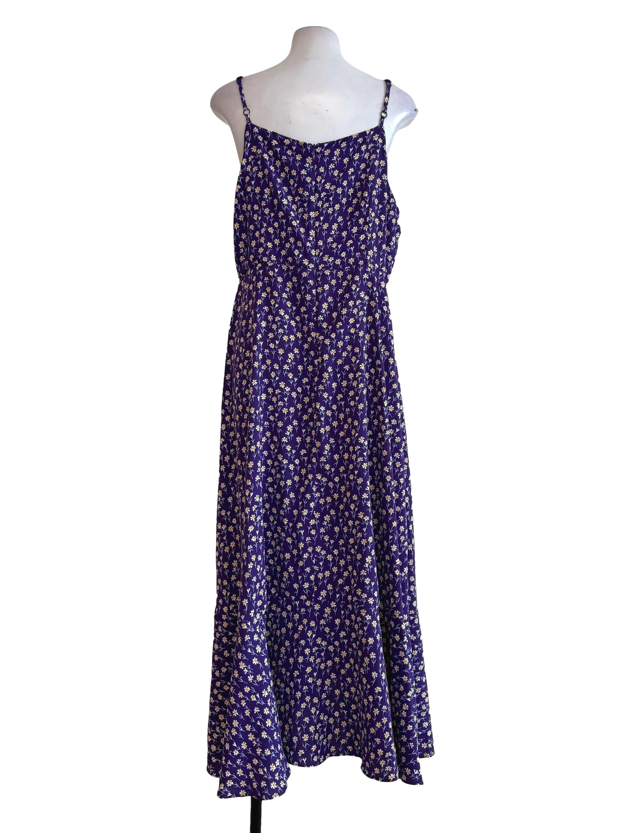 Dark Purple Prints V Neck Dress