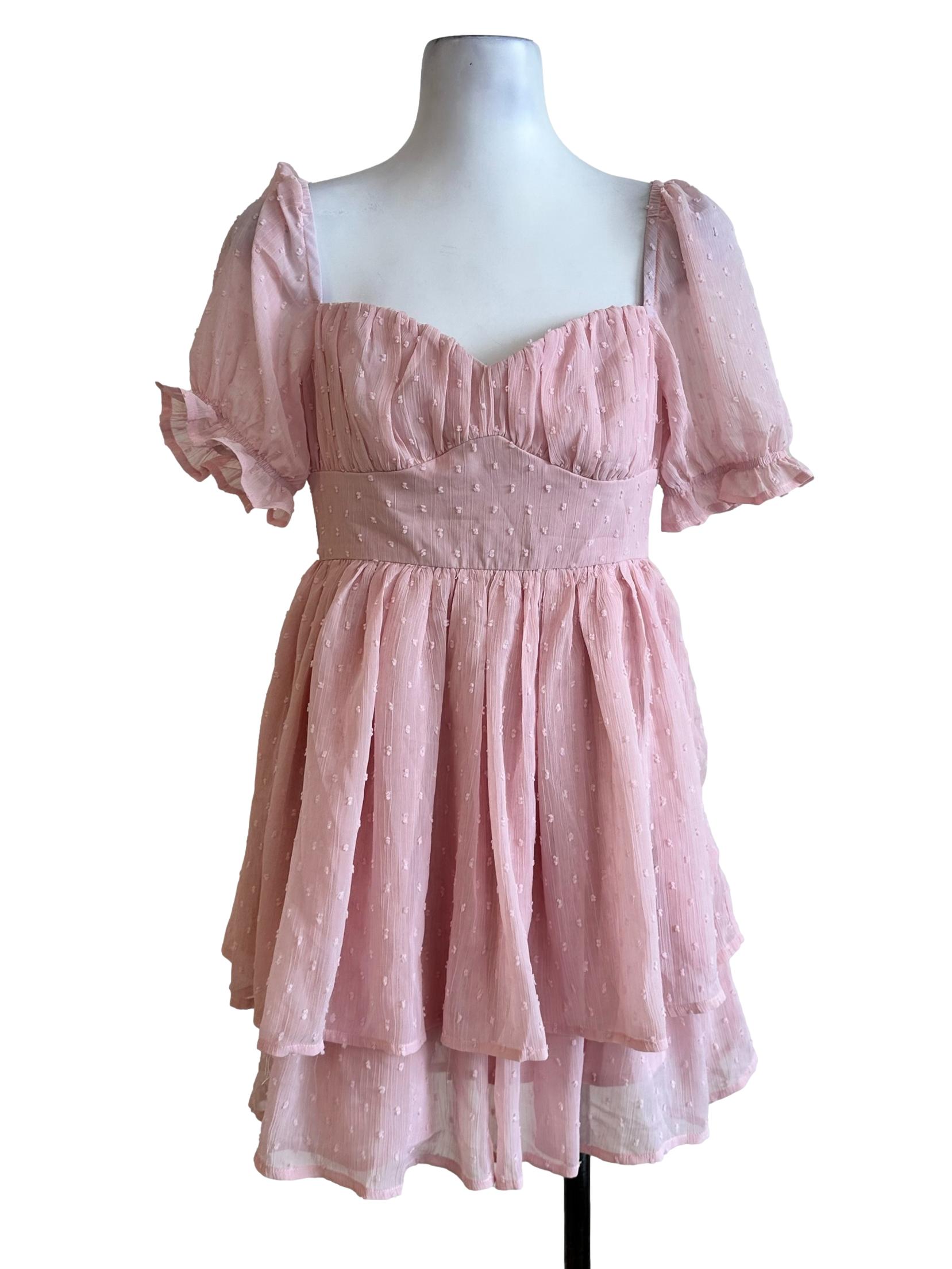 Rose Pink Dots Pattern Romper