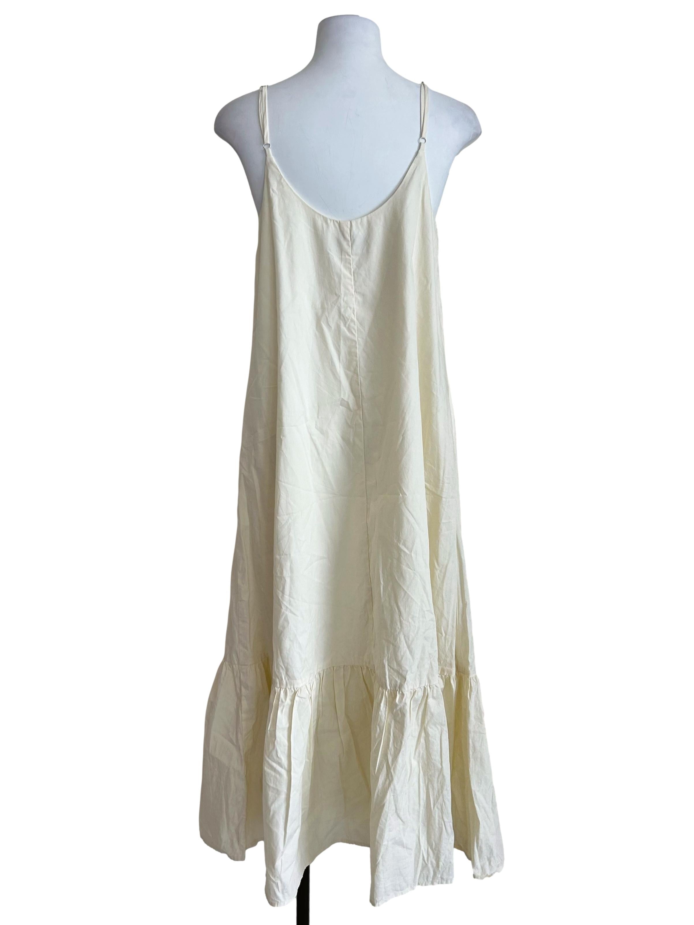 Cream Spaghetti Strap Tiered Dress