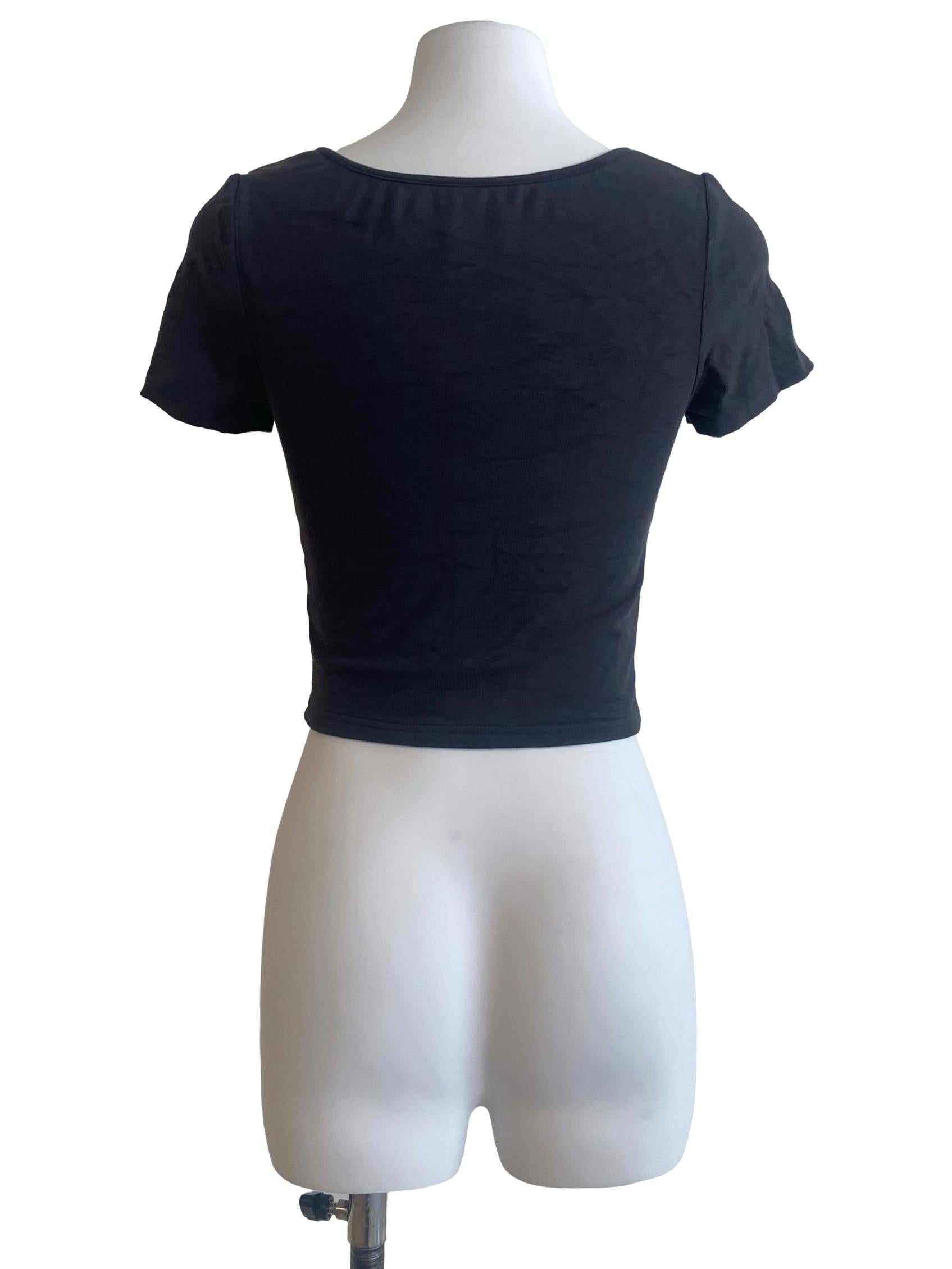 Charcoal Grey Square Neck Crop Blouse
