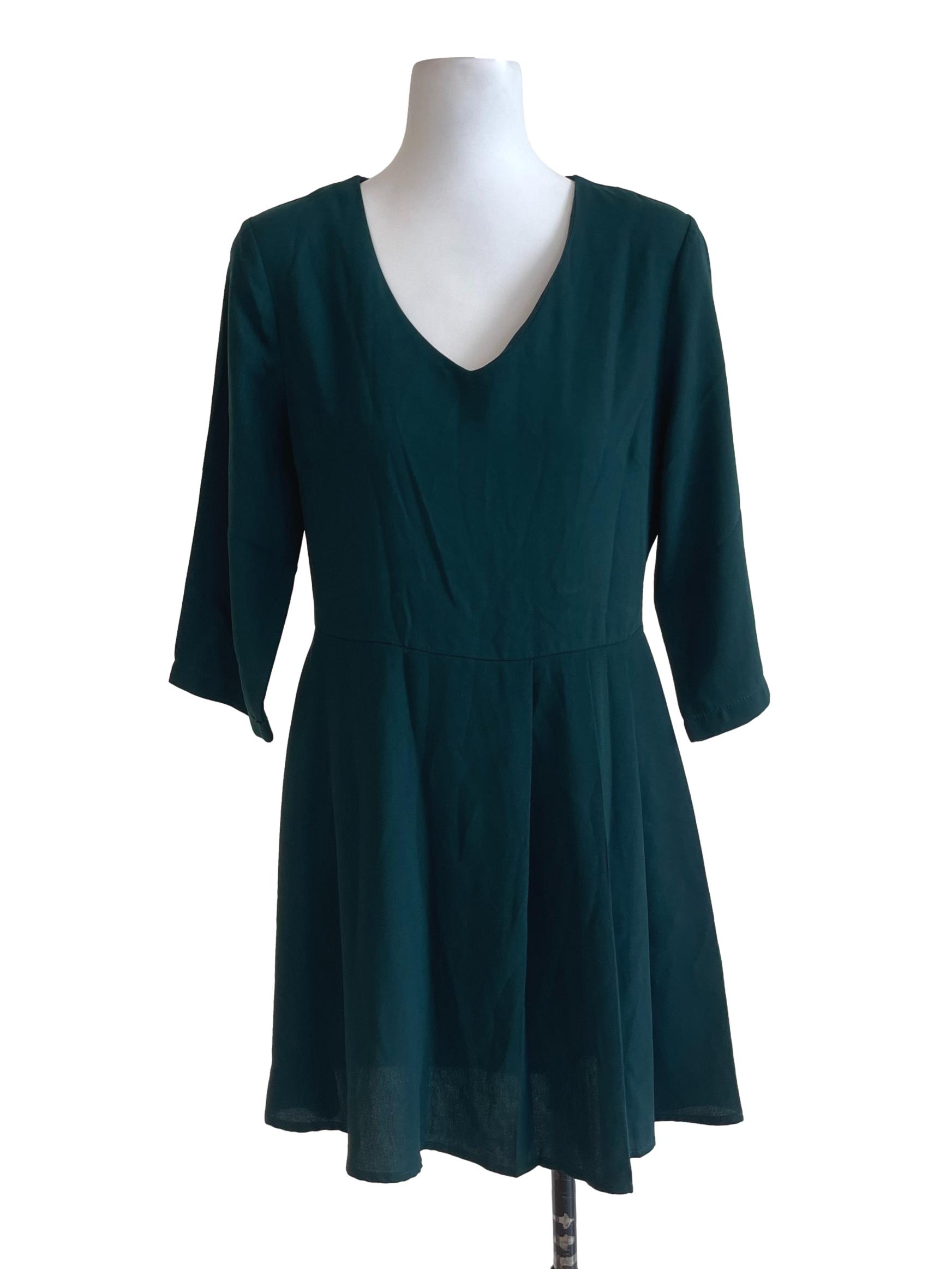 Emerald Green Side Pleated Dress