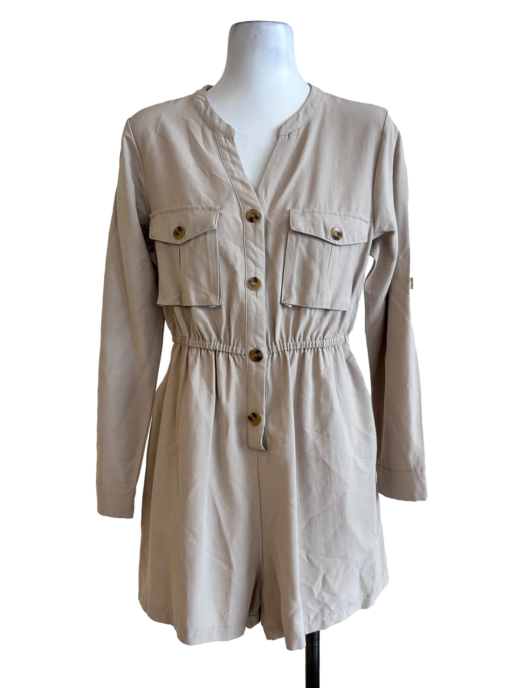 Sugar Cookie Beige Long Sleeves Ronper