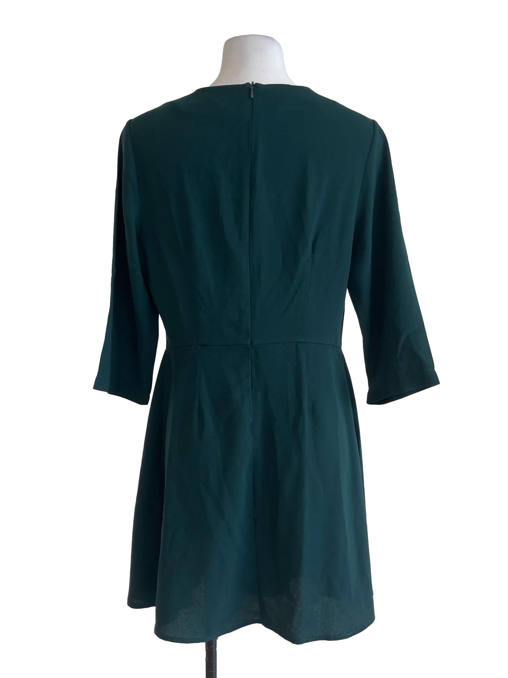 Emerald Green Side Pleated Dress