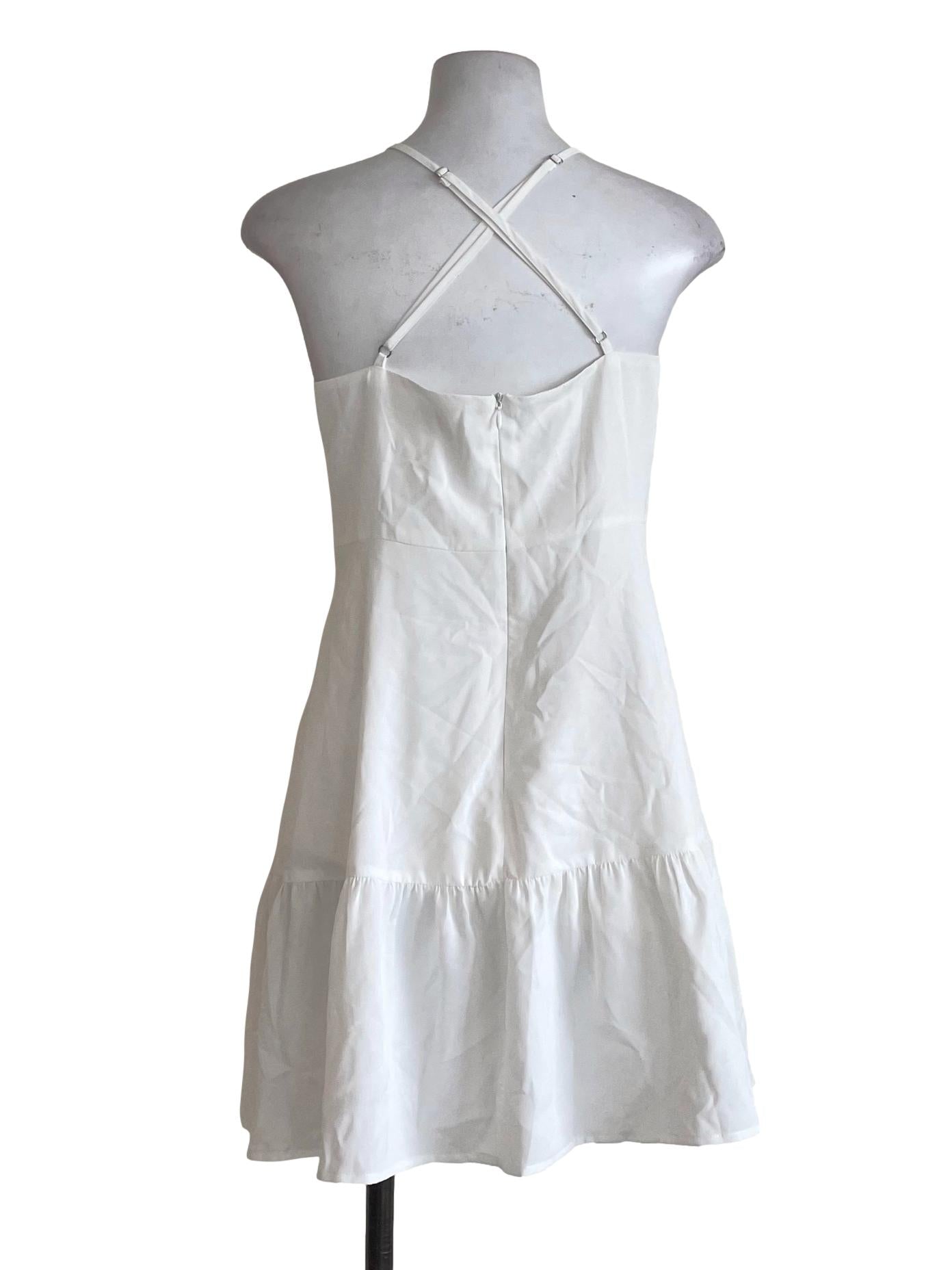 Blair White Single Strap Plain Dress | REFASH