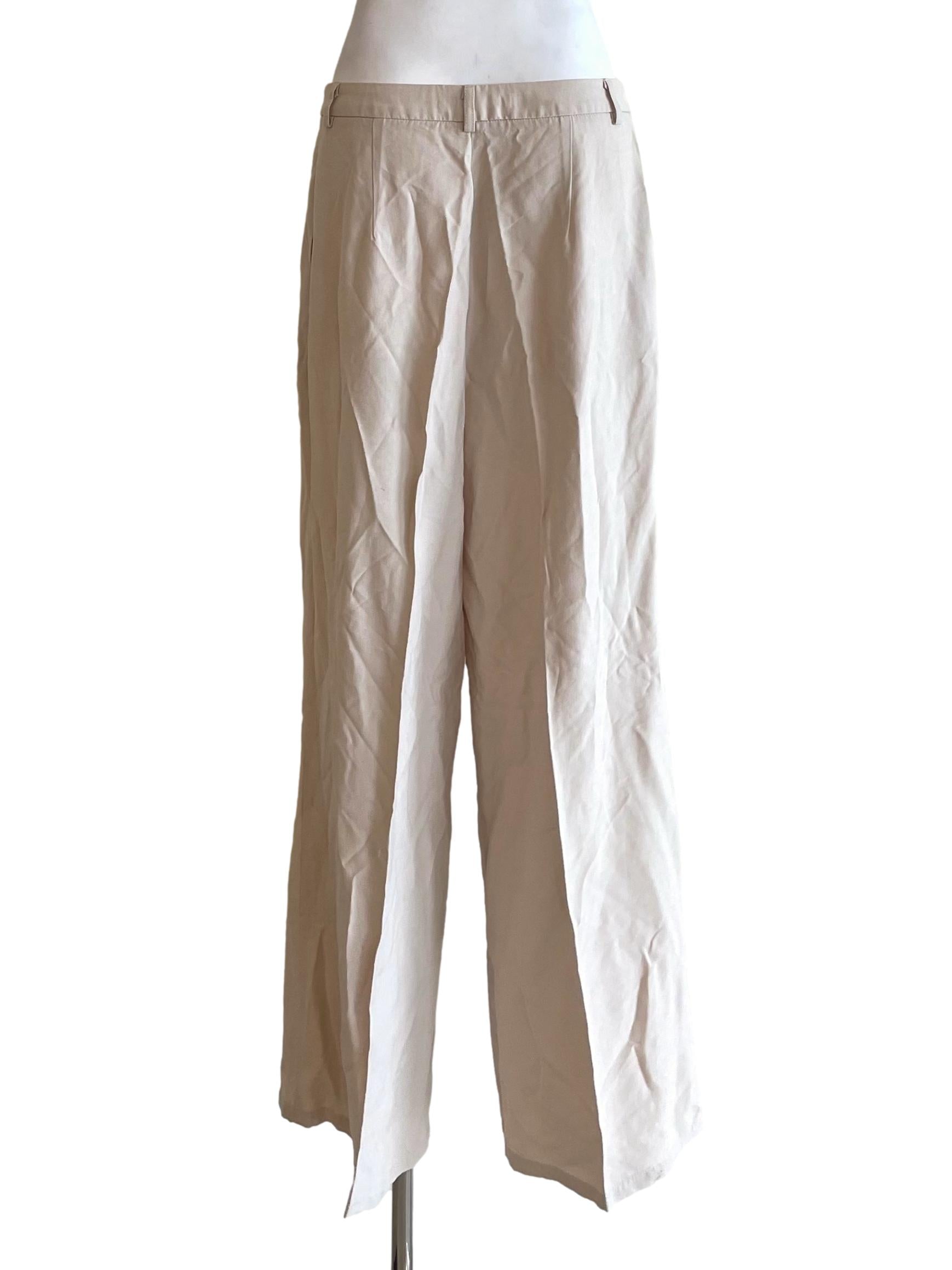 Ivory Pleated Wide Leg Pants LB
