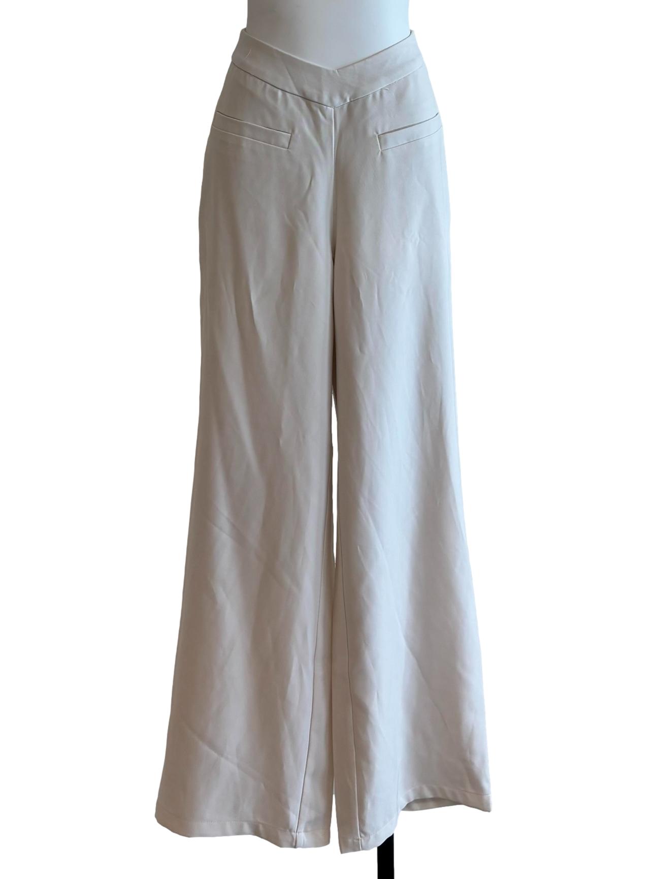 Rice White Wide Leg Pants