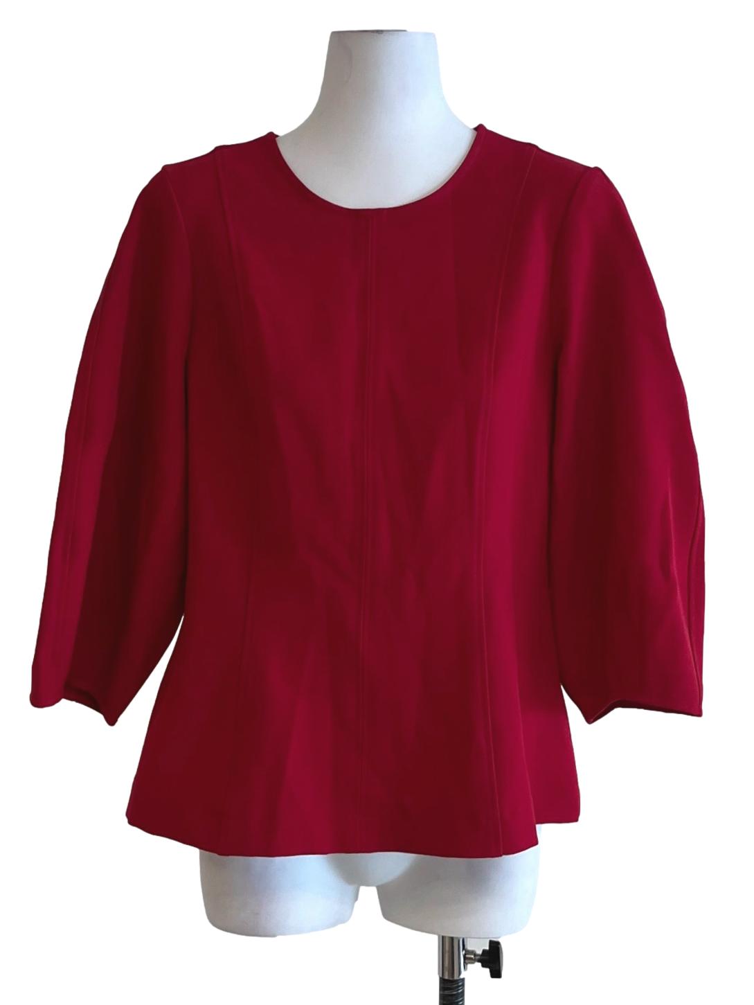 Blood Red Jewel Neckline Blouse
