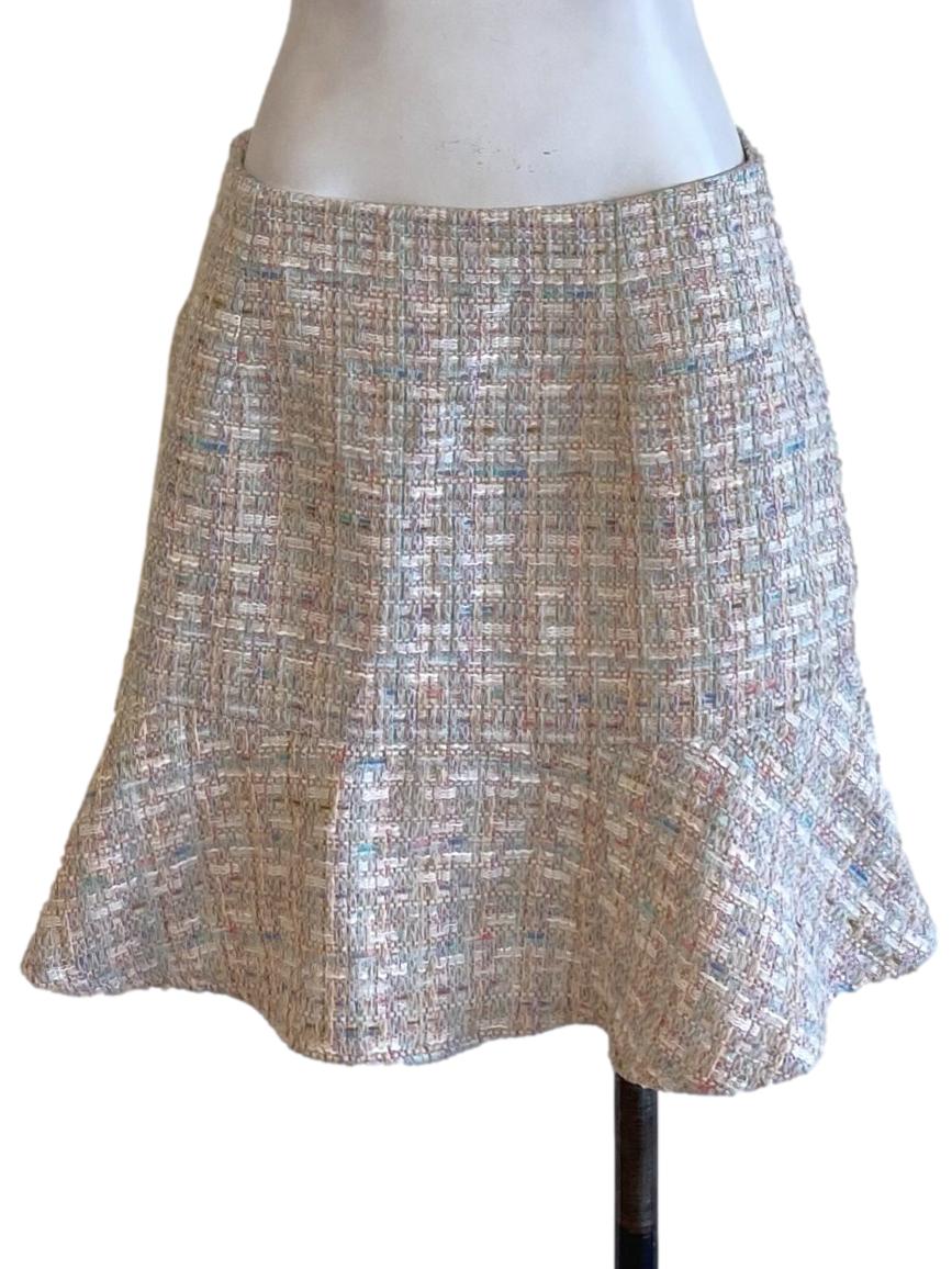 Colour Block Boucle Mini Blounce Tweed Skirt