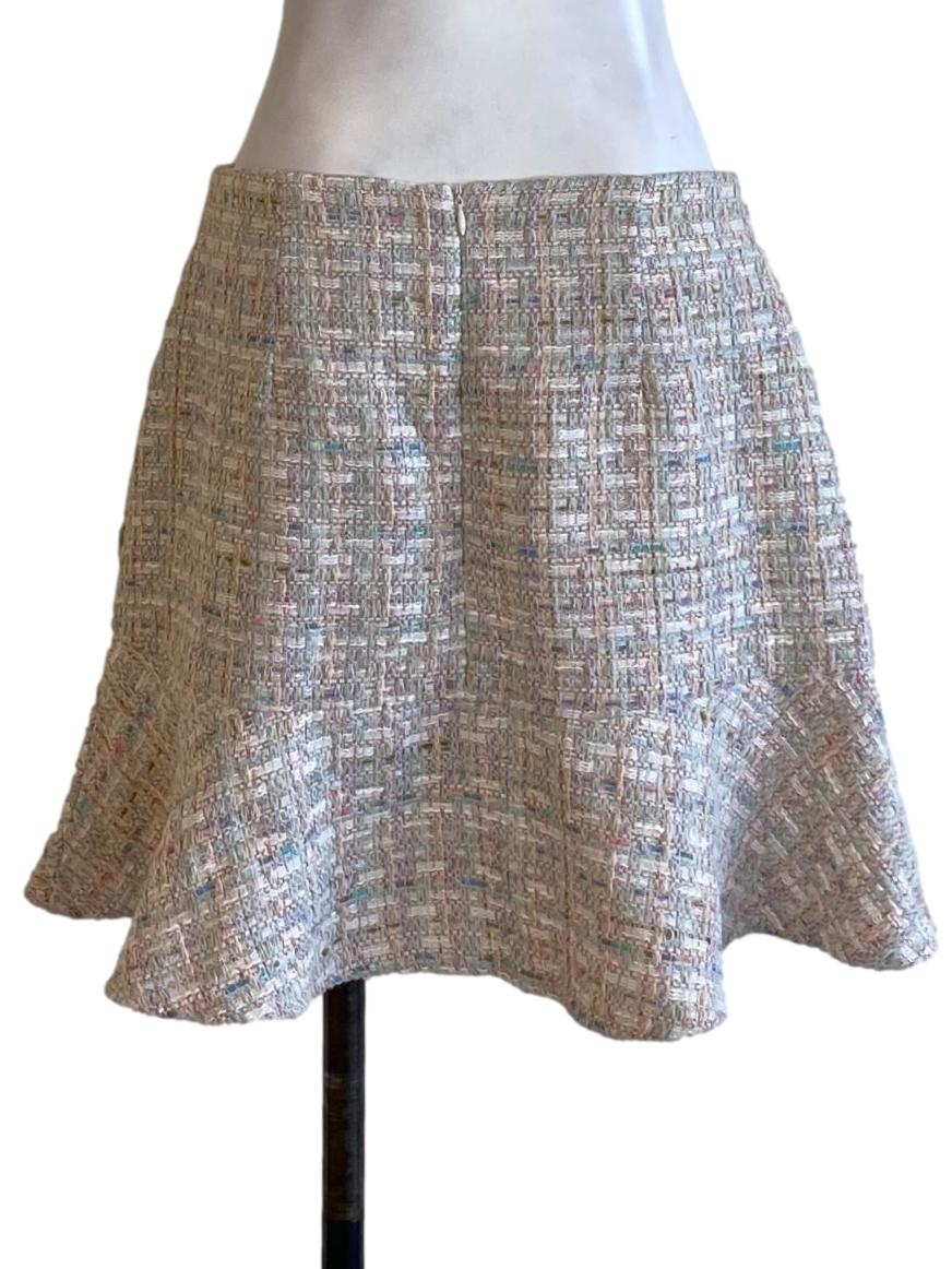 Colour Block Boucle Mini Blounce Tweed Skirt