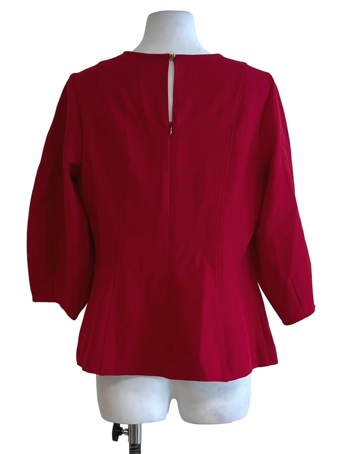 Blood Red Jewel Neckline Blouse
