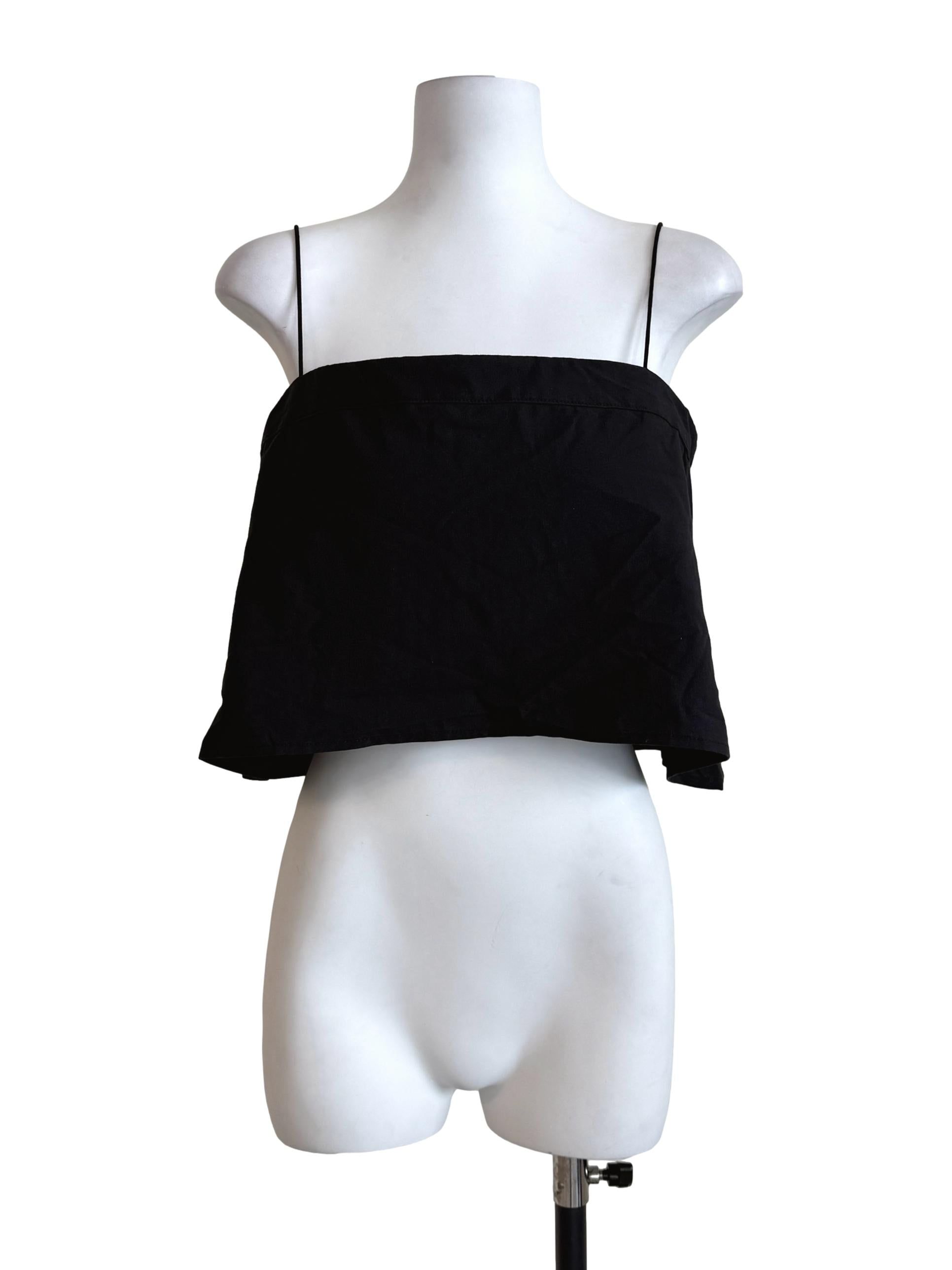 Black Straight Across Neck Top