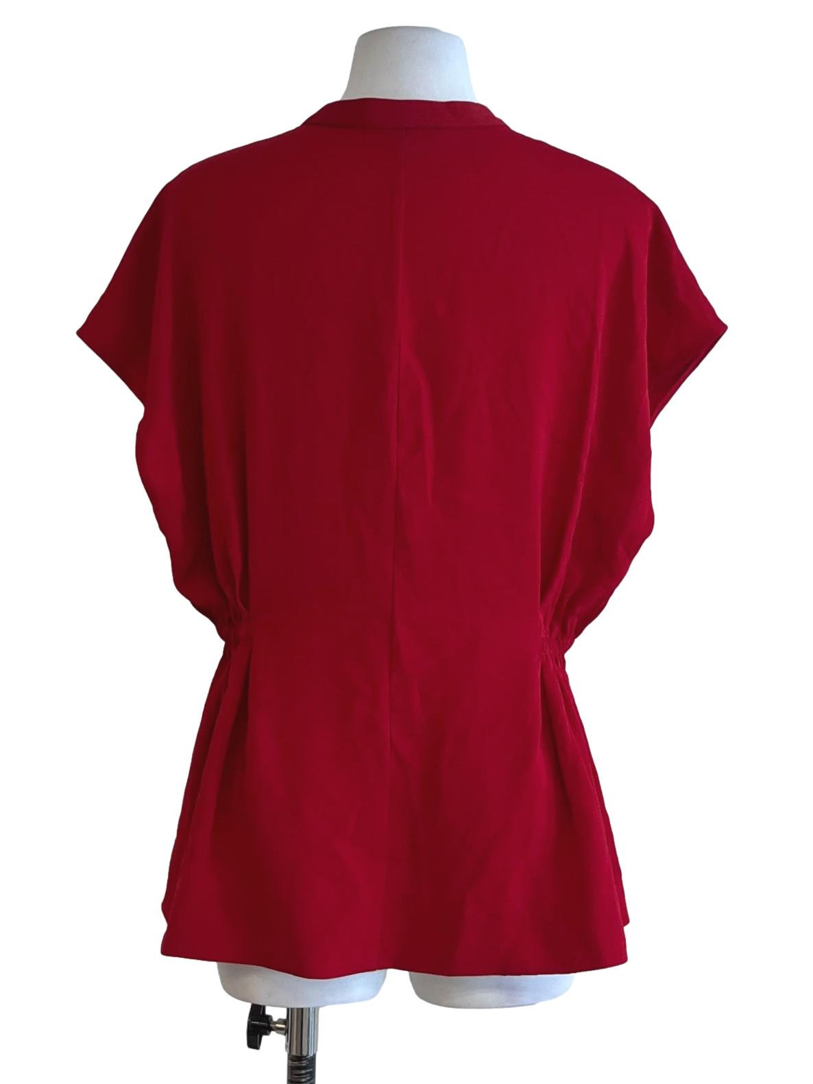 Red Mandarin Collar Blouse