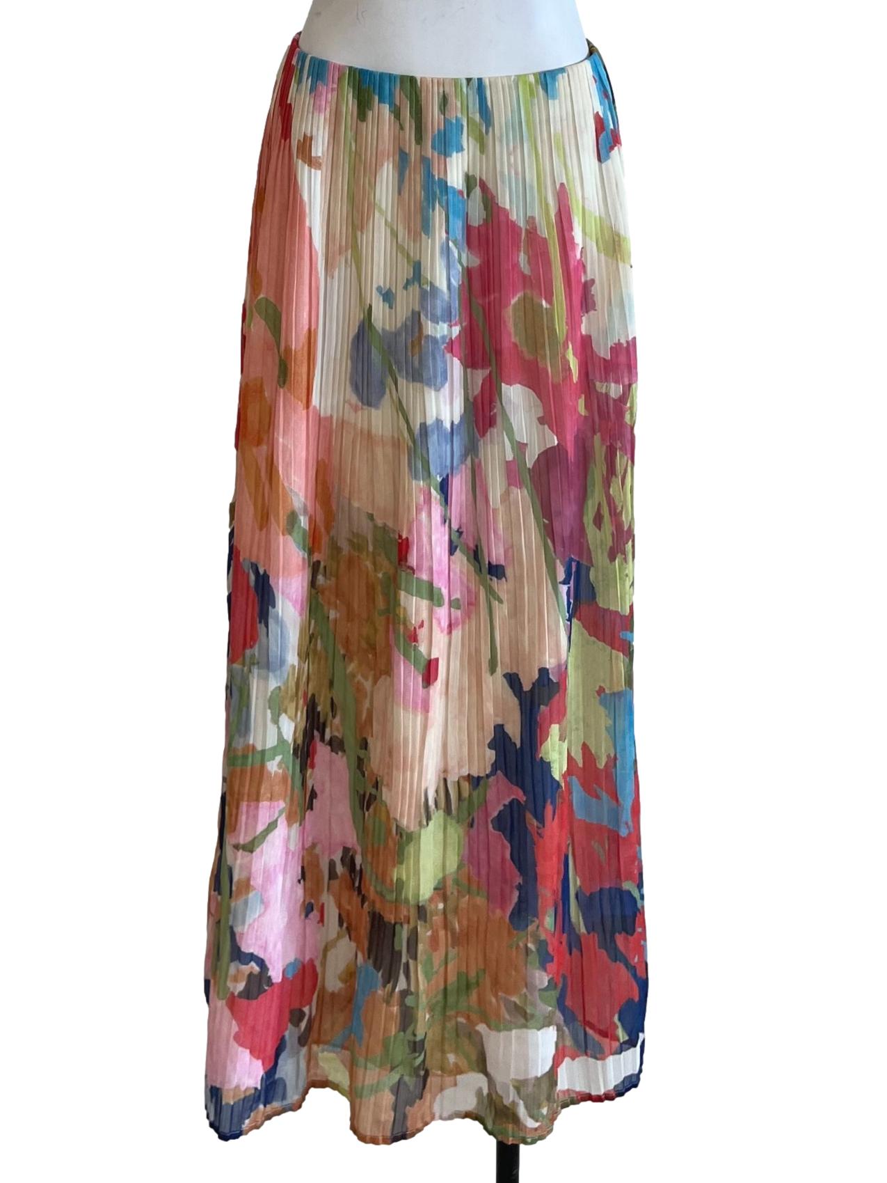 Cream Abstact A-Line Skirt