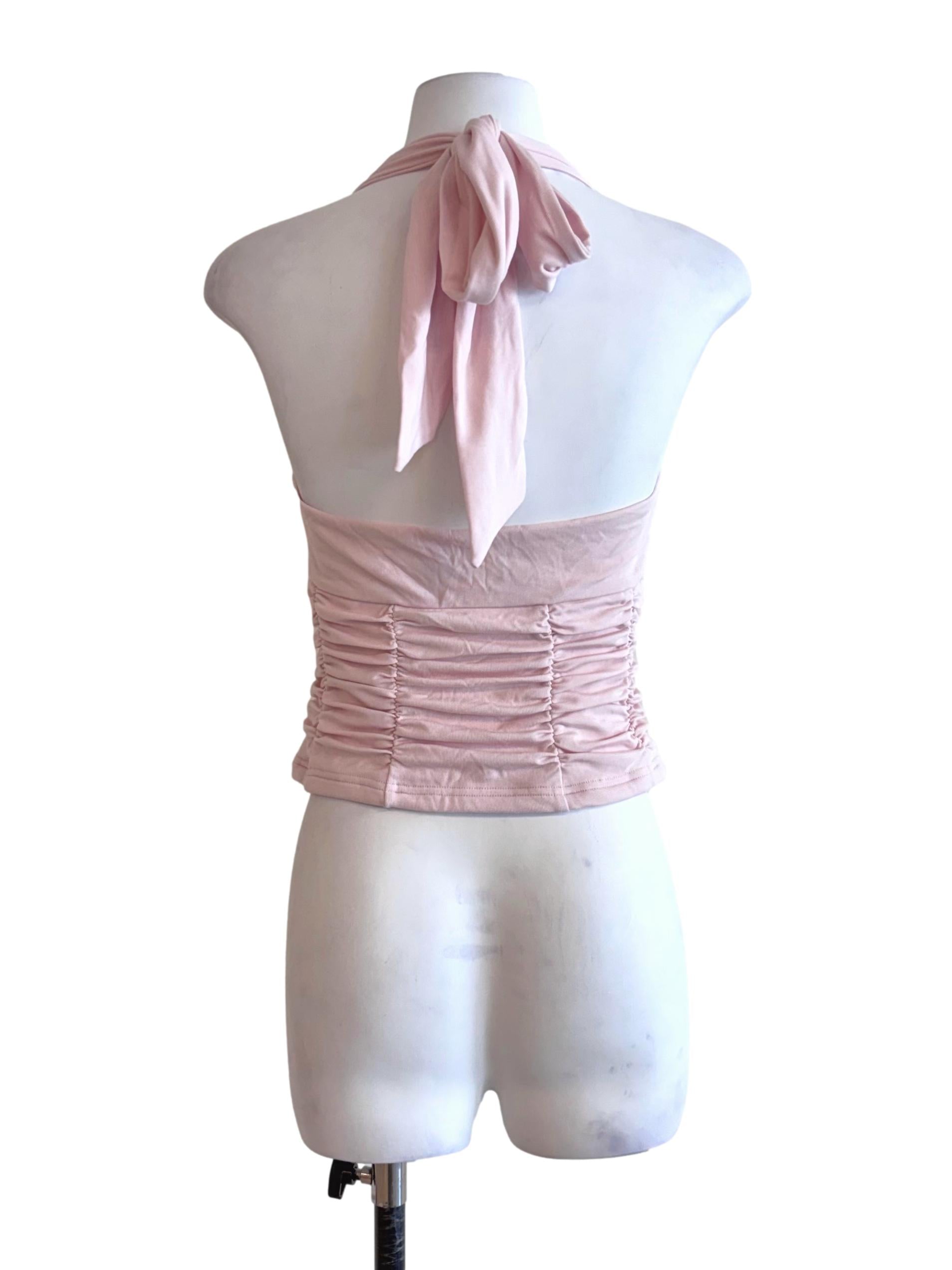 Light Pink Drape Tie Halter Top