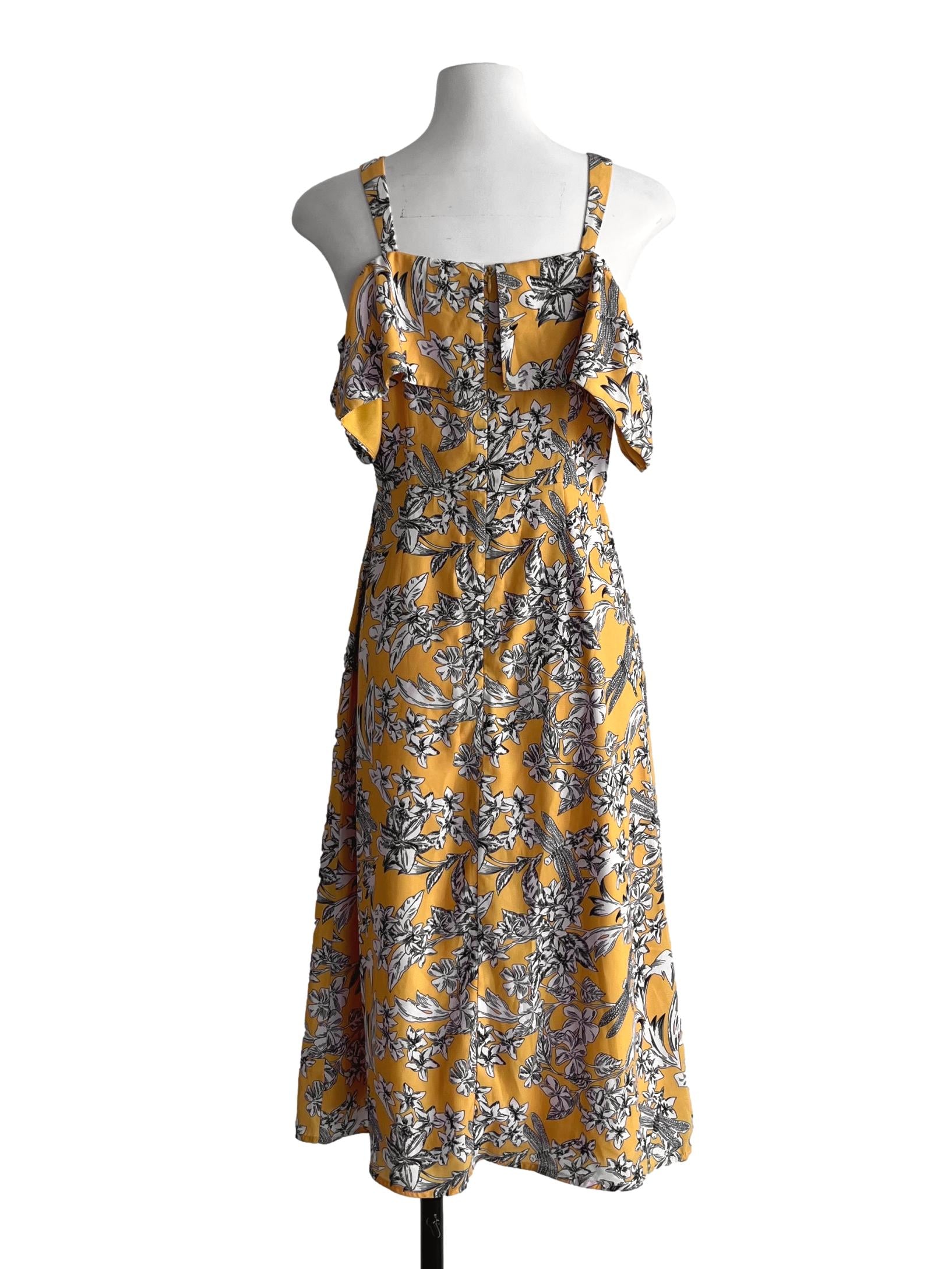 Honey Yellow Floral Midi Dresses TCL