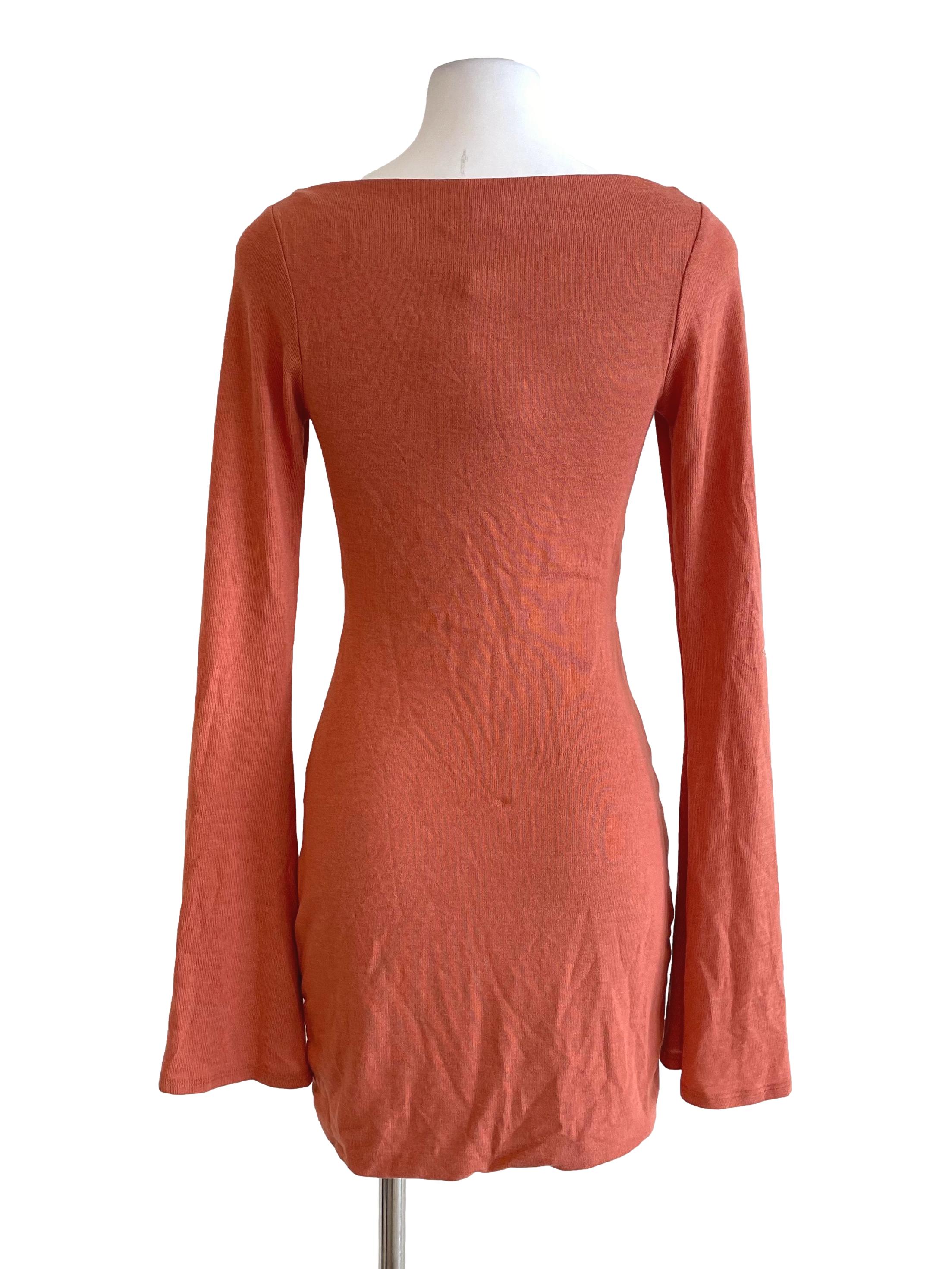 Orange Bell Sleeves Knit Dress