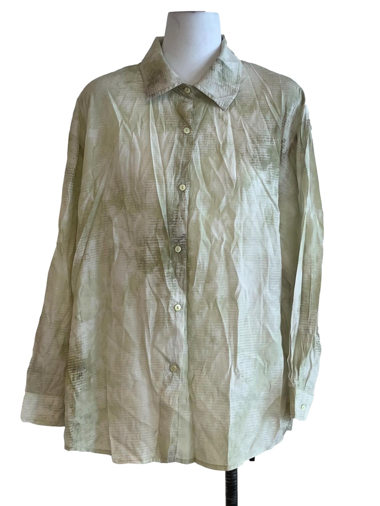 Olive Green Wing Collar Button Down Blouse