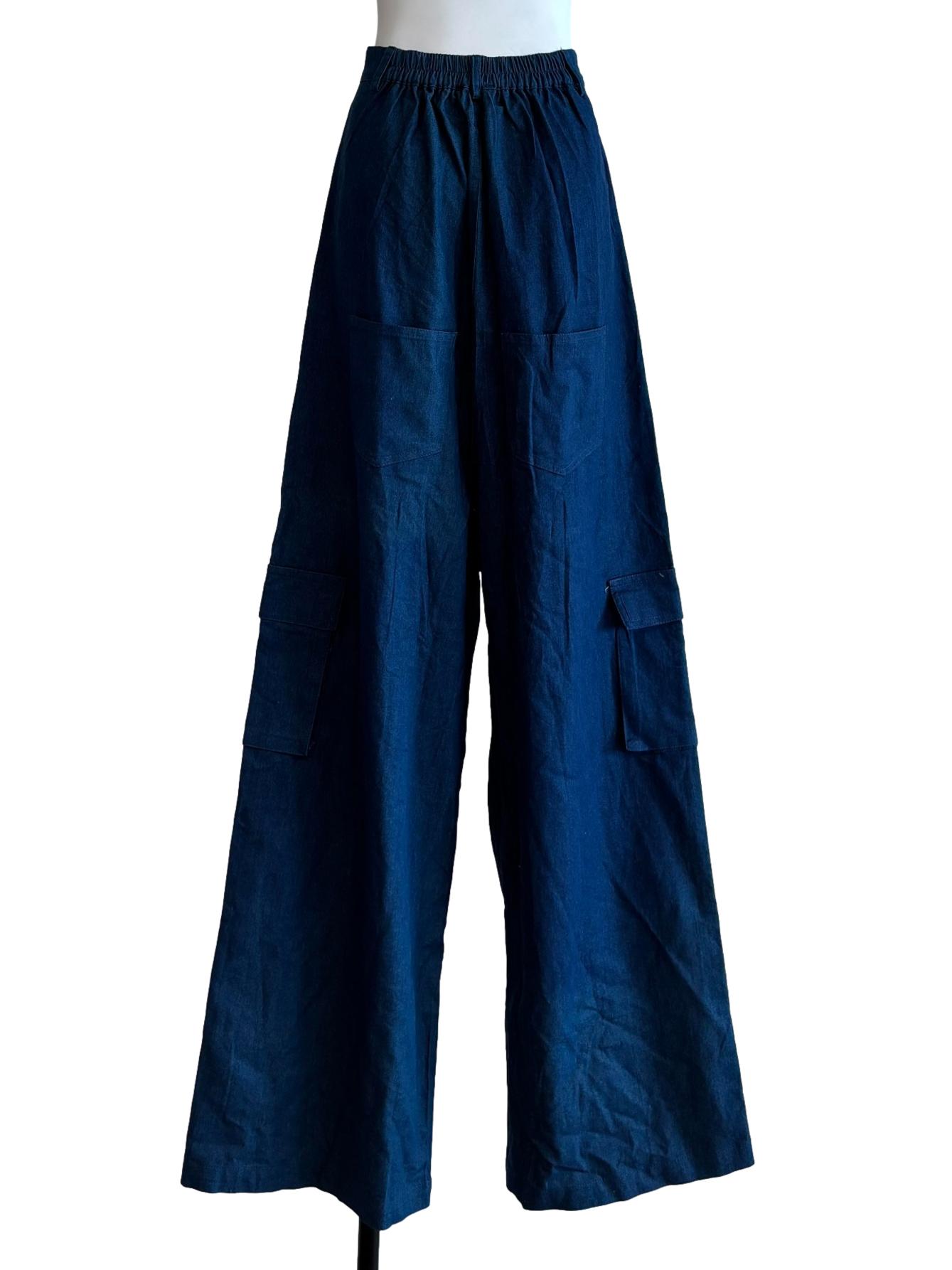 Denim Blue Wide Leg Oversized Pants