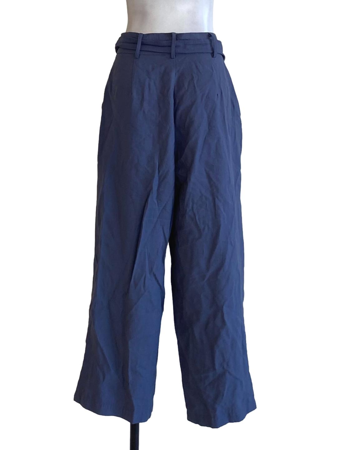 Steel Blue Buckle Straight Tailored Pants