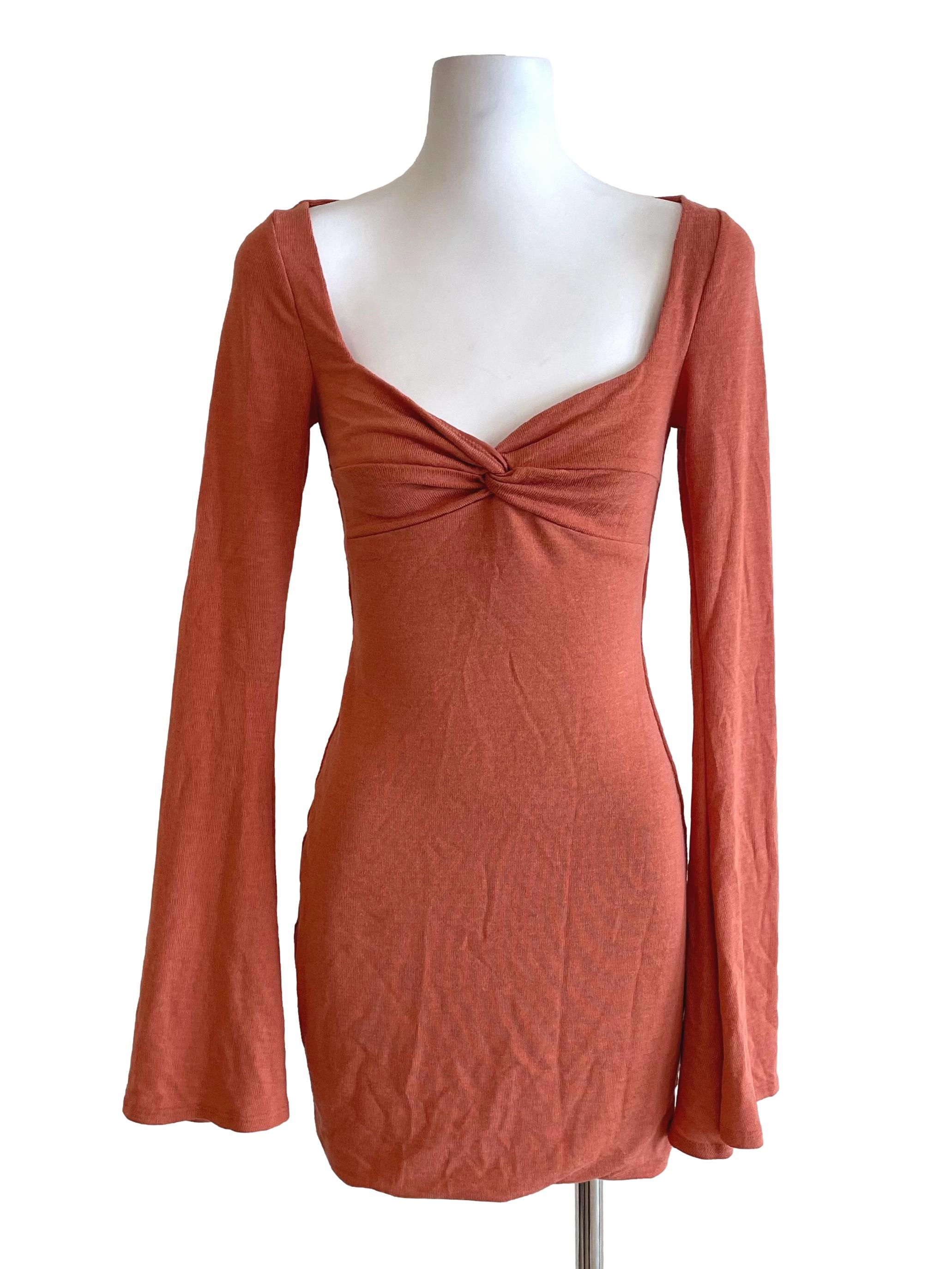 Orange Bell Sleeves Knit Dress